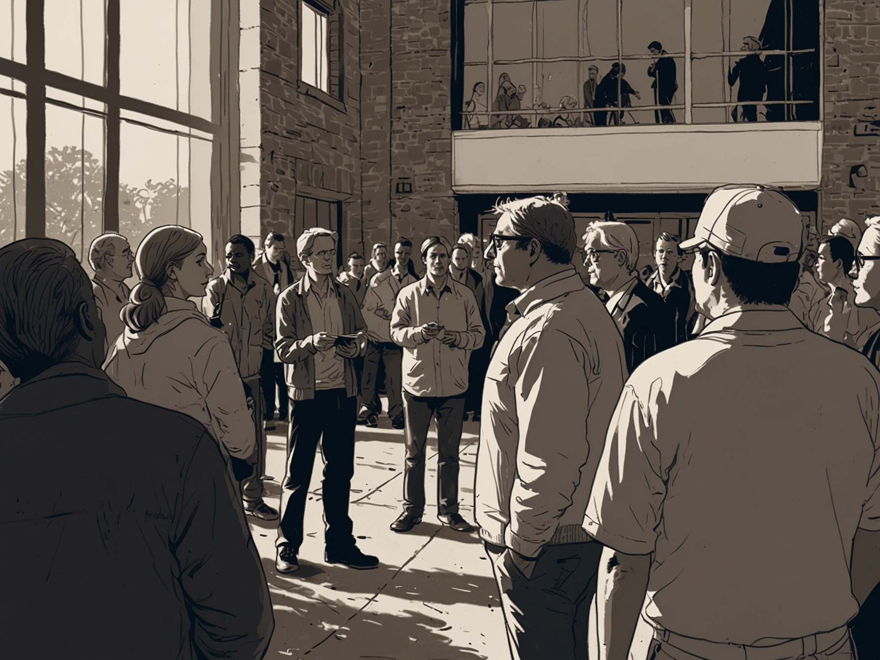 Bystanders engaged in animated discussions outside the rally, reflecting on the political landscape and their personal beliefs, illustrating the complex dynamics of the event.