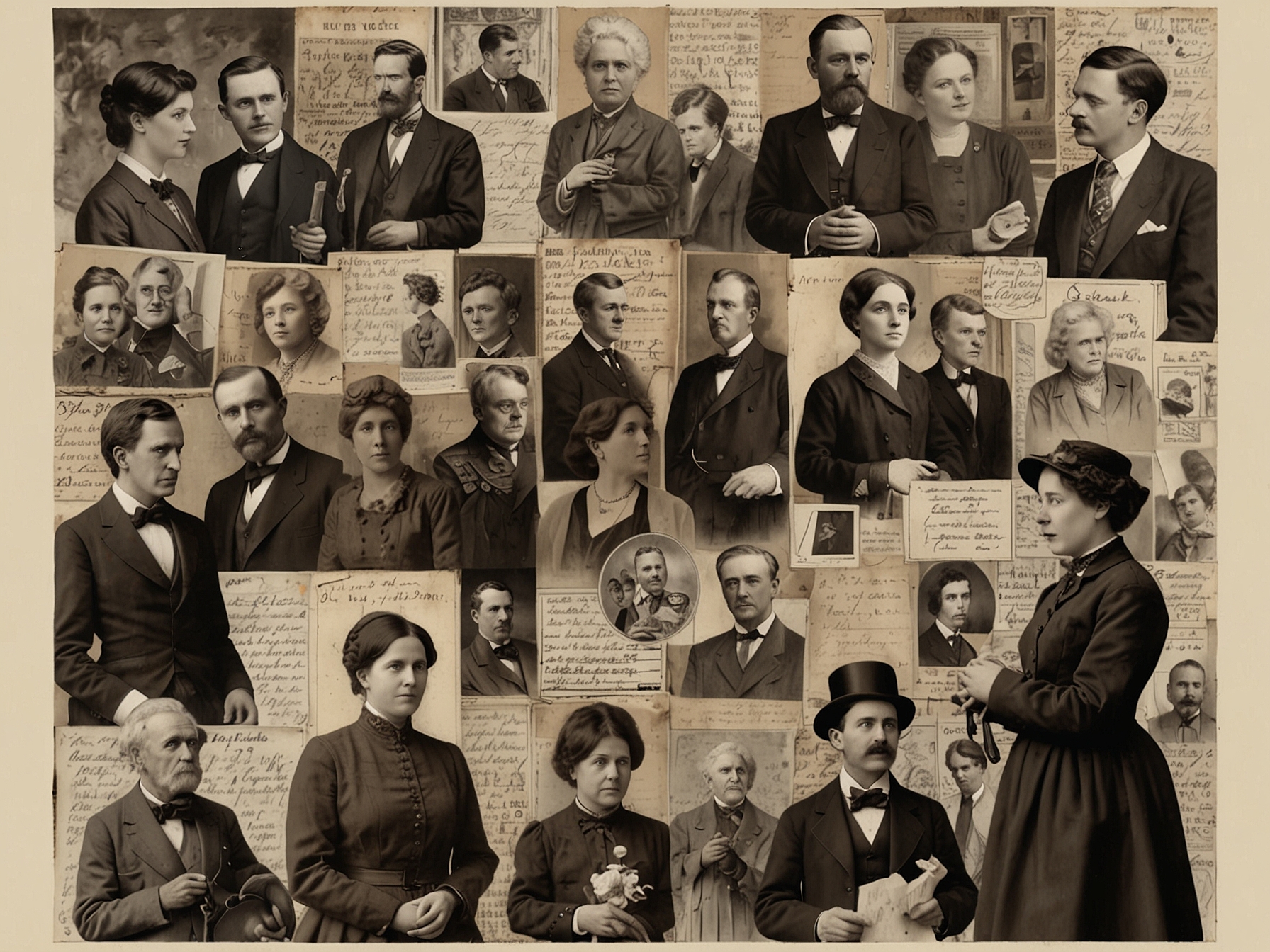 A nostalgic collage showing key moments from the 1900s to the present, symbolizing the remarkable changes Francis experienced throughout her 115 years of life.