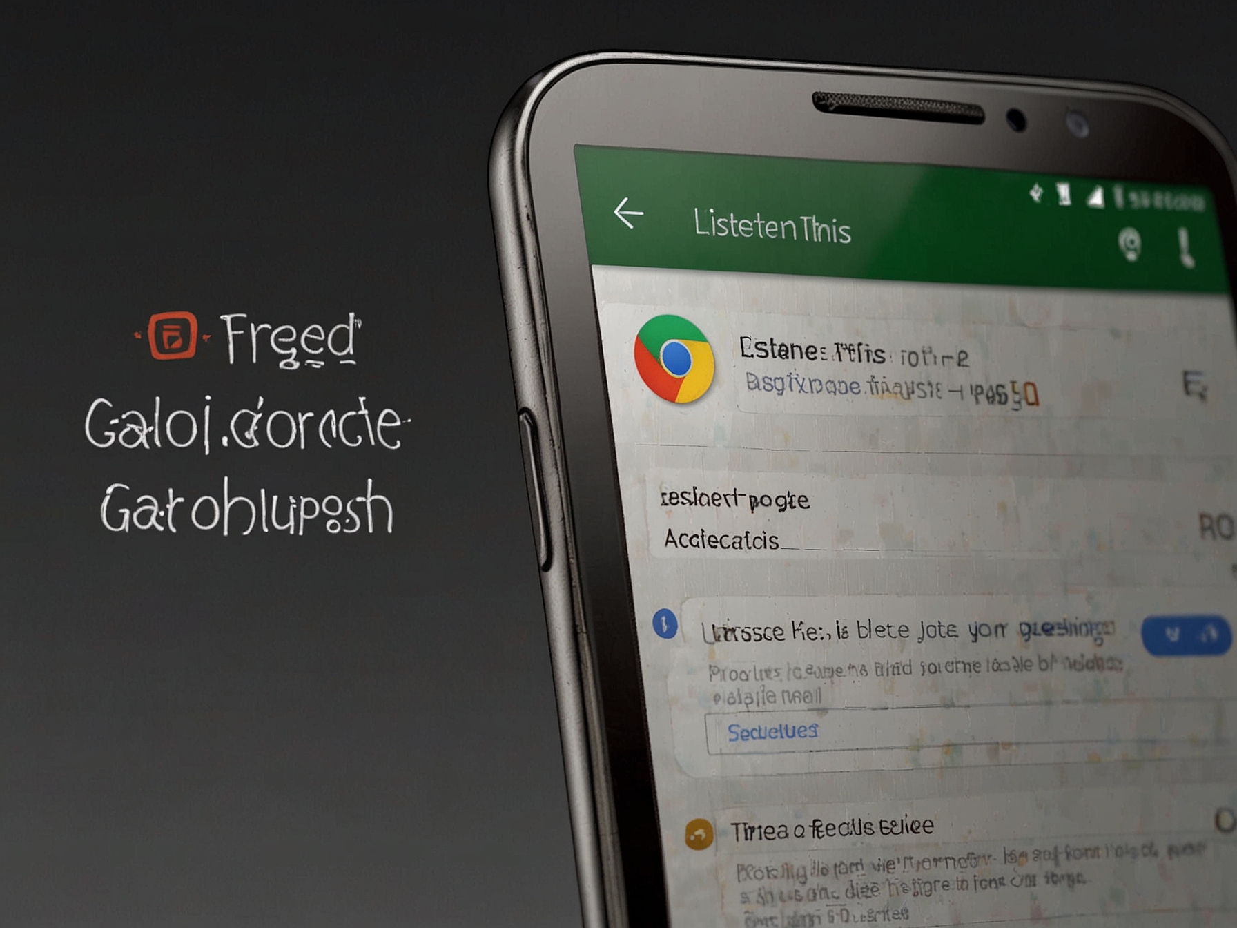 An Android smartphone screen showcasing the 'Listen to this page' feature in Google Chrome, indicating how users can activate the text-to-speech function with a simple button press.