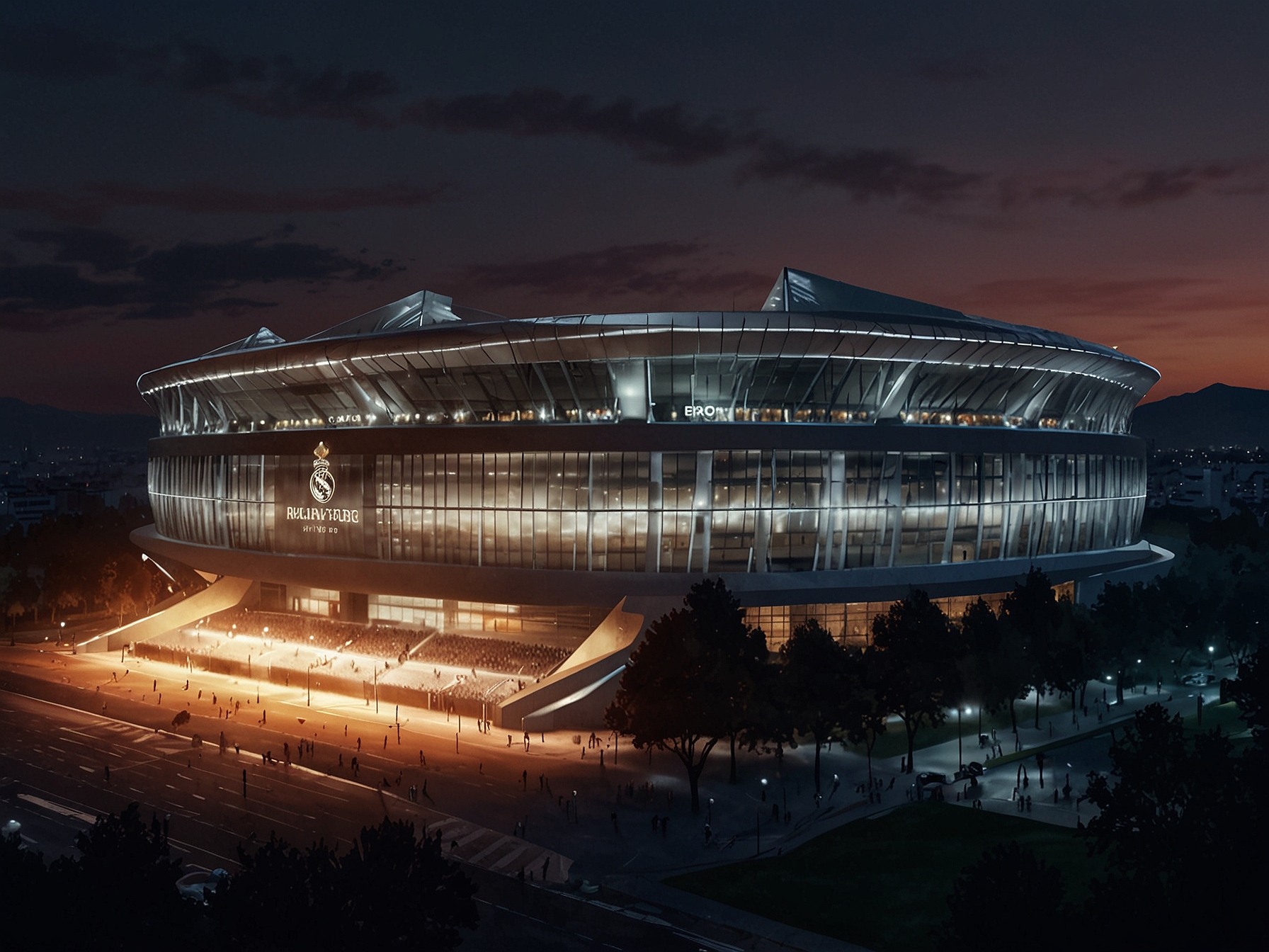 Real Madrid's iconic stadium, Santiago Bernabeu, symbolizing the significant move Mbappe is anticipated to make, affecting his participation in events like the Paris Olympics.