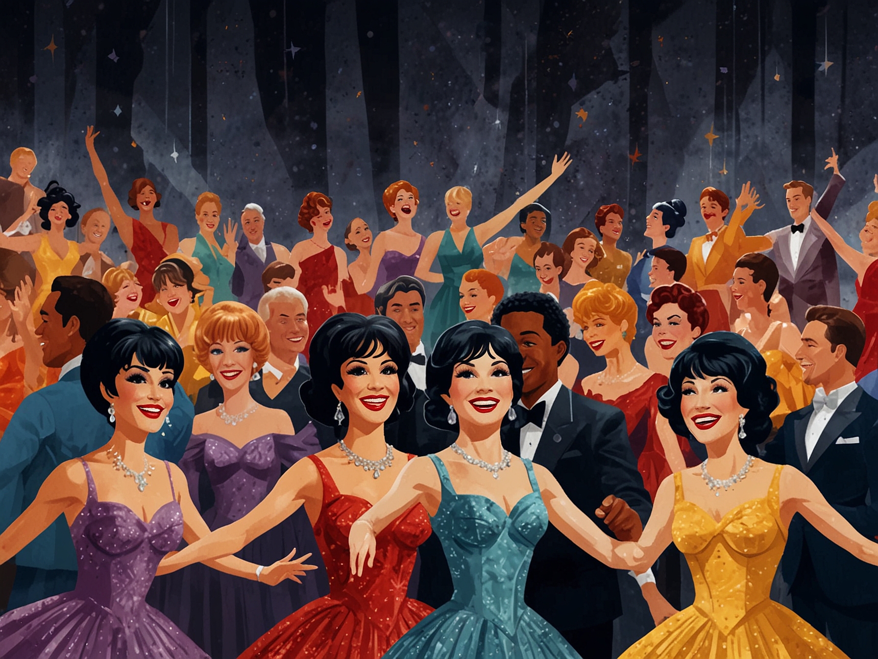 A spectacular tribute at the 2024 Tony Awards, featuring a medley of Chita Rivera's famous roles with dancers and singers illuminating the stage in vibrant costumes and dynamic choreography.