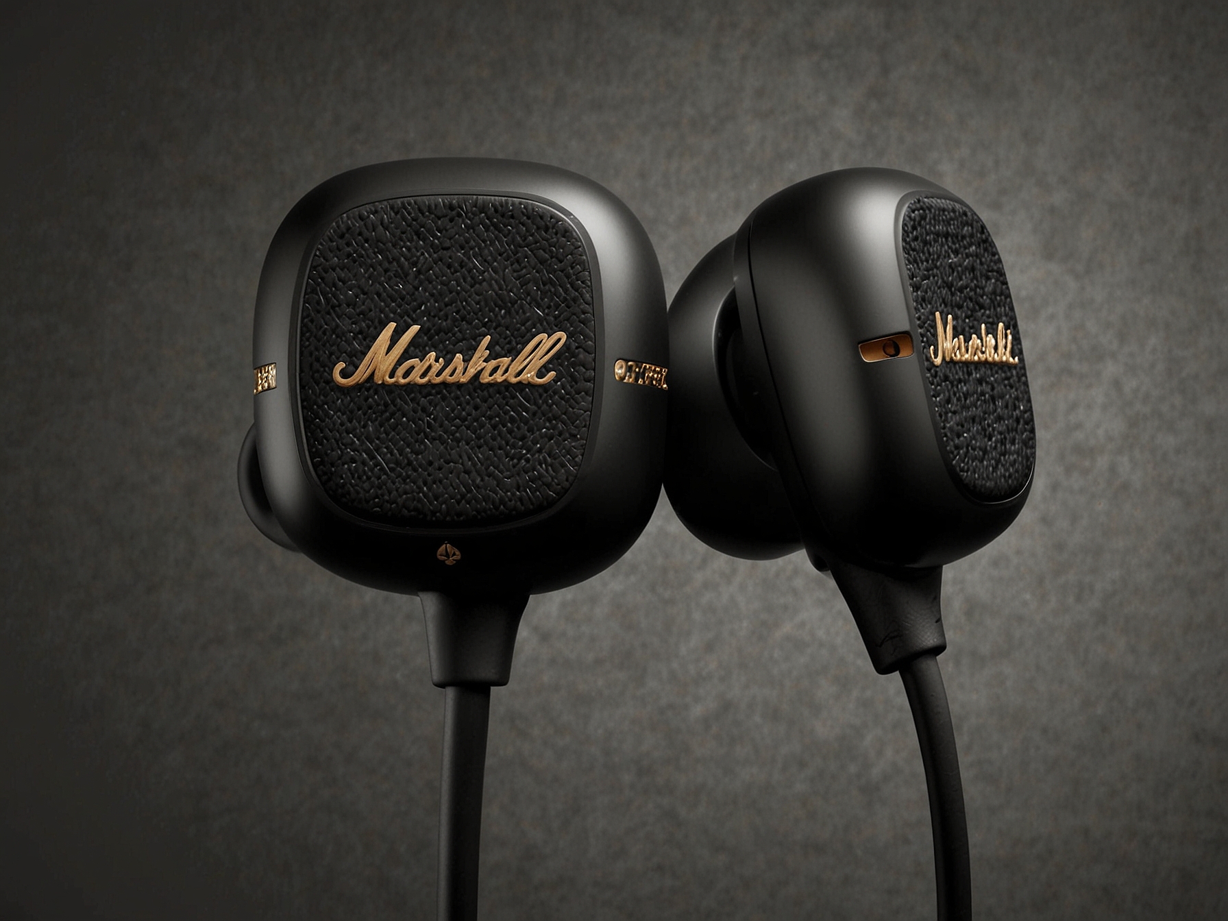 The new Marshall Minor IV TWS earbuds feature a compact design with a textured vinyl finish and signature script logo, reflecting the iconic amplifier design and offering a sense of nostalgia and sophistication.