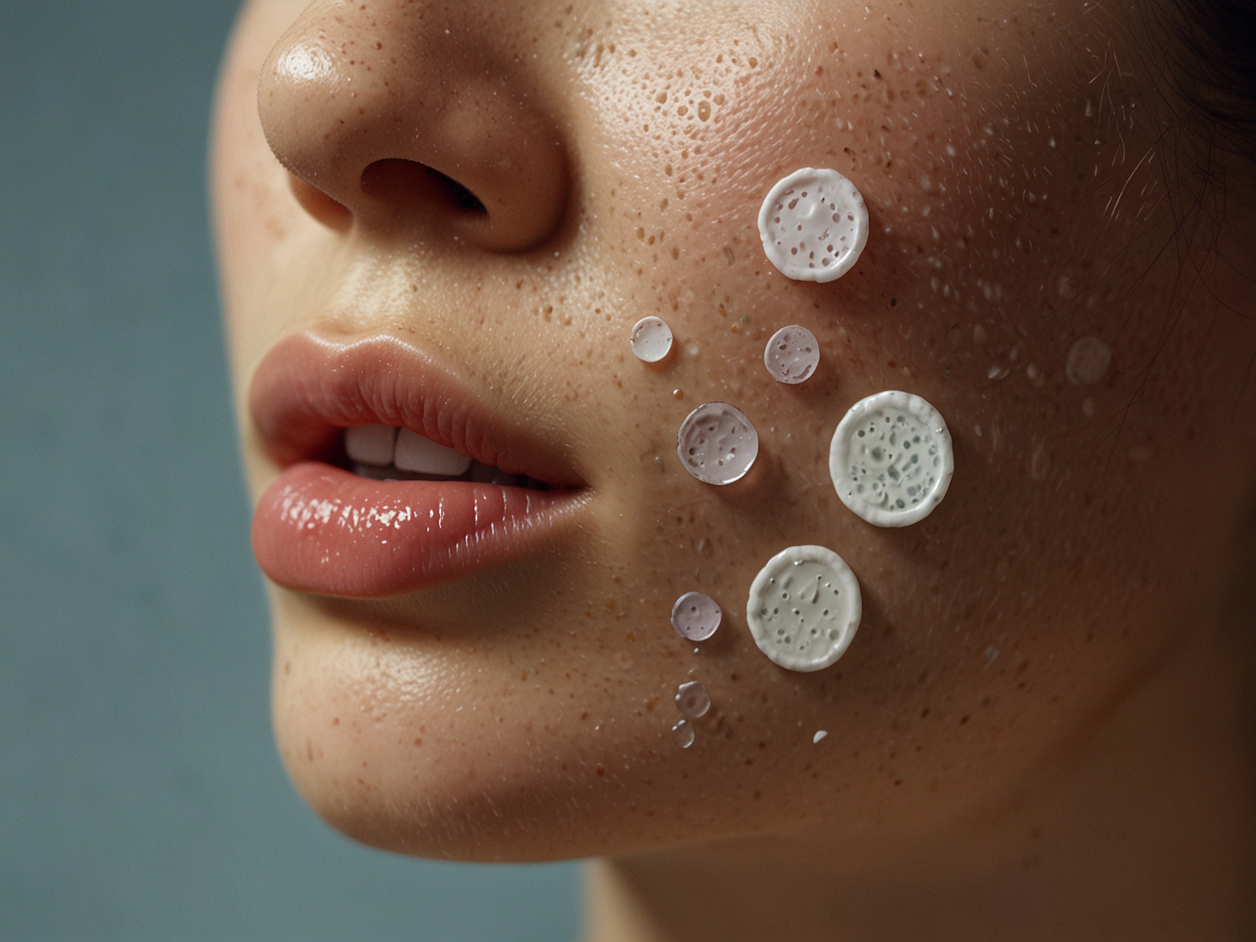 A close-up of different types of pimple patches, including some infused with salicylic acid or tea tree oil, showing their diverse options and functionalities in combating acne.