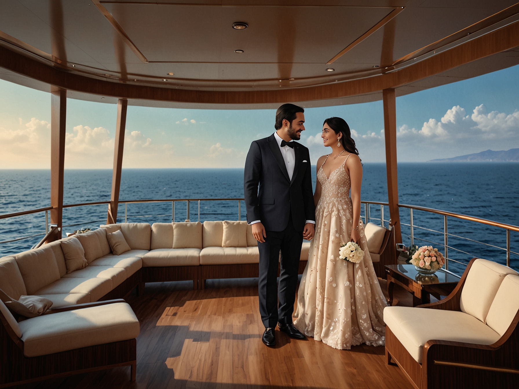 The luxurious Mediterranean cruise enhanced the magnificence of Anant Ambani and Radhika Merchant's pre-wedding celebrations, with picturesque views, exquisite decorations, and elite guests.