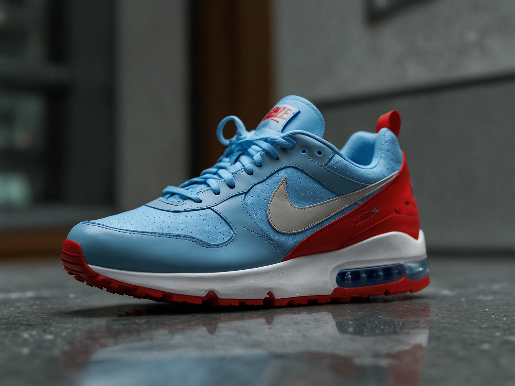 The Nike Sabrina 2 'Conductor', featuring an icy blue-grey colorway with a blue chrome 'S' logo on the tongue and a hot red Swoosh at the outsole, showcased at Nike's NYC headquarters.