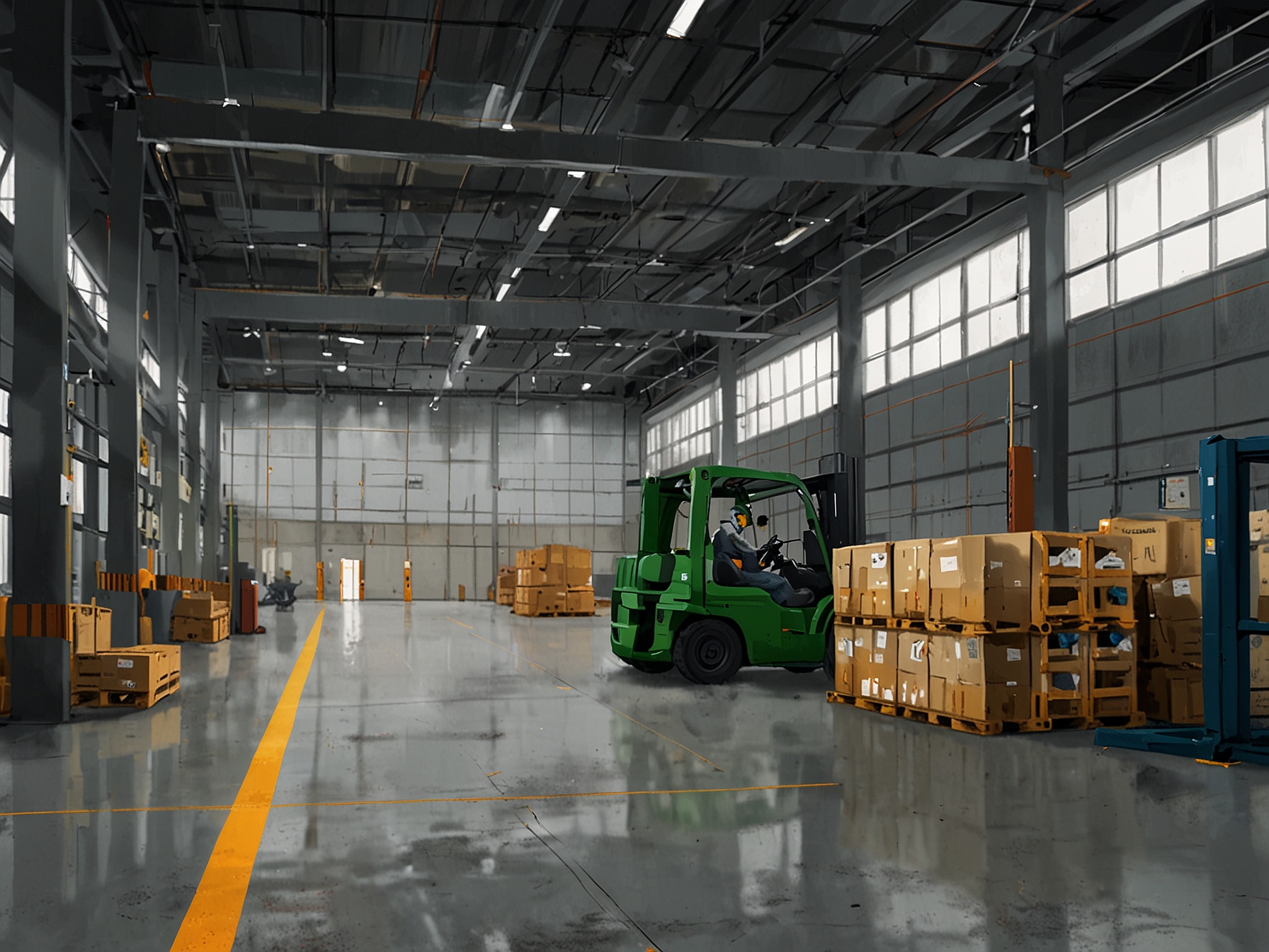 Modern warehouse facilities by Rexford Industrial, emphasizing their commitment to sustainability with green building practices and renewable energy integration.