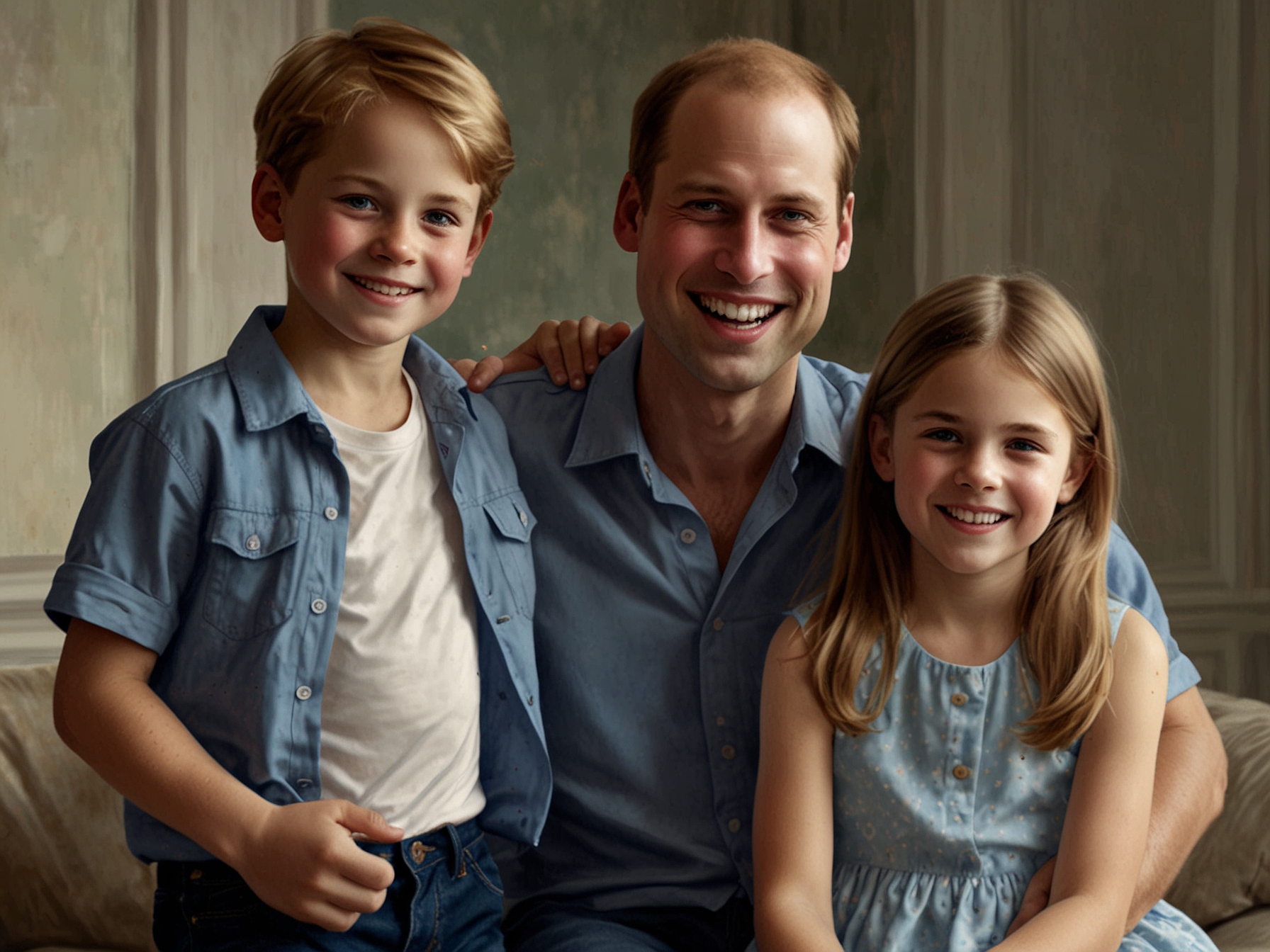 A poignant Father's Day photo featuring Prince William surrounded by his joyful children, emphasizing the royal family's deep bond and the love shared among them.