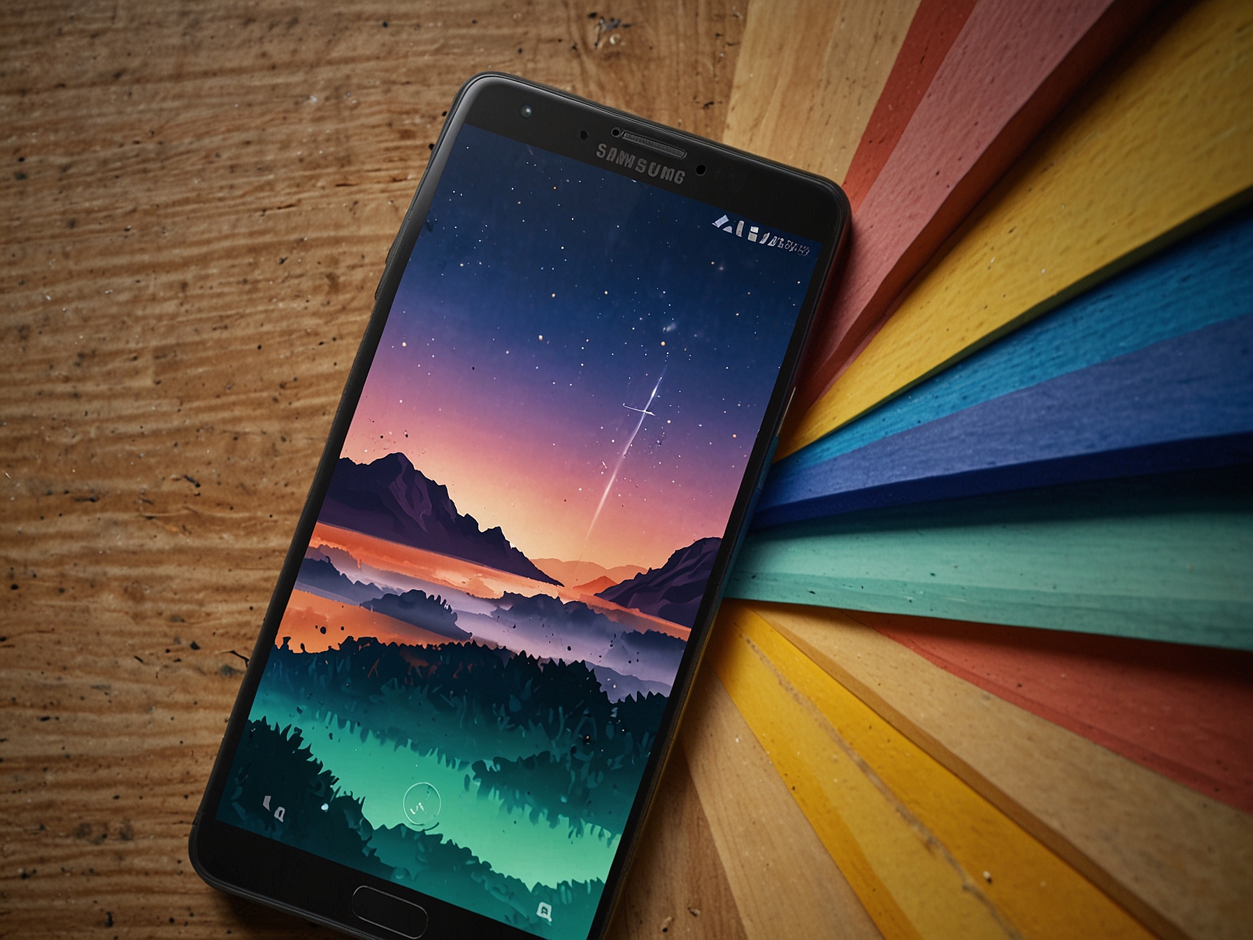 A render of the Samsung Galaxy S24 FE showcasing its sleek design with a 6.65-inch hole-punch display, emphasizing the phone's modern aesthetics and screen real estate.
