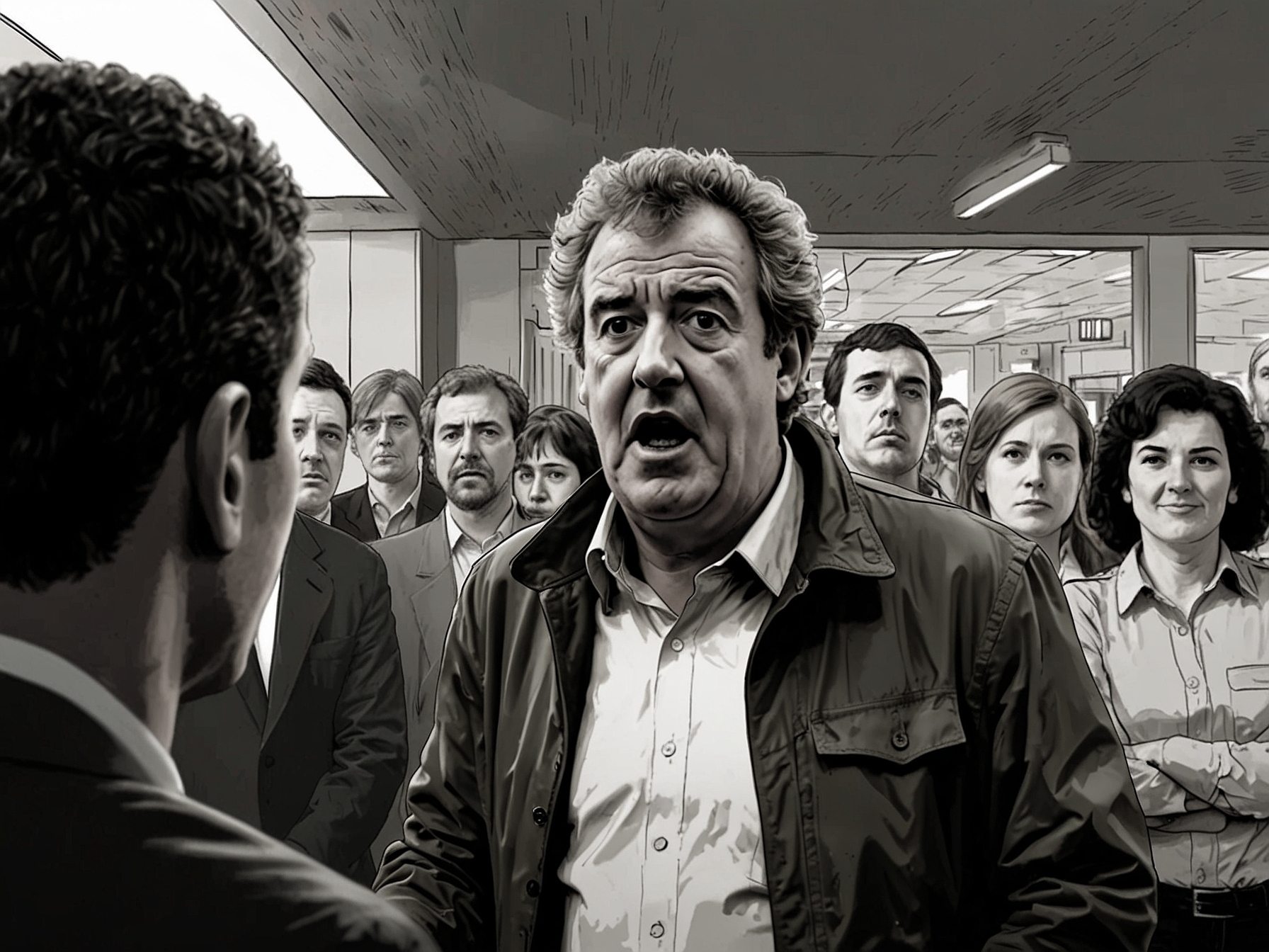 An image showing Jeremy Clarkson passionately speaking at an event or in an interview, symbolizing his firm stance against the police actions depicted in the viral video involving the escaped cow.