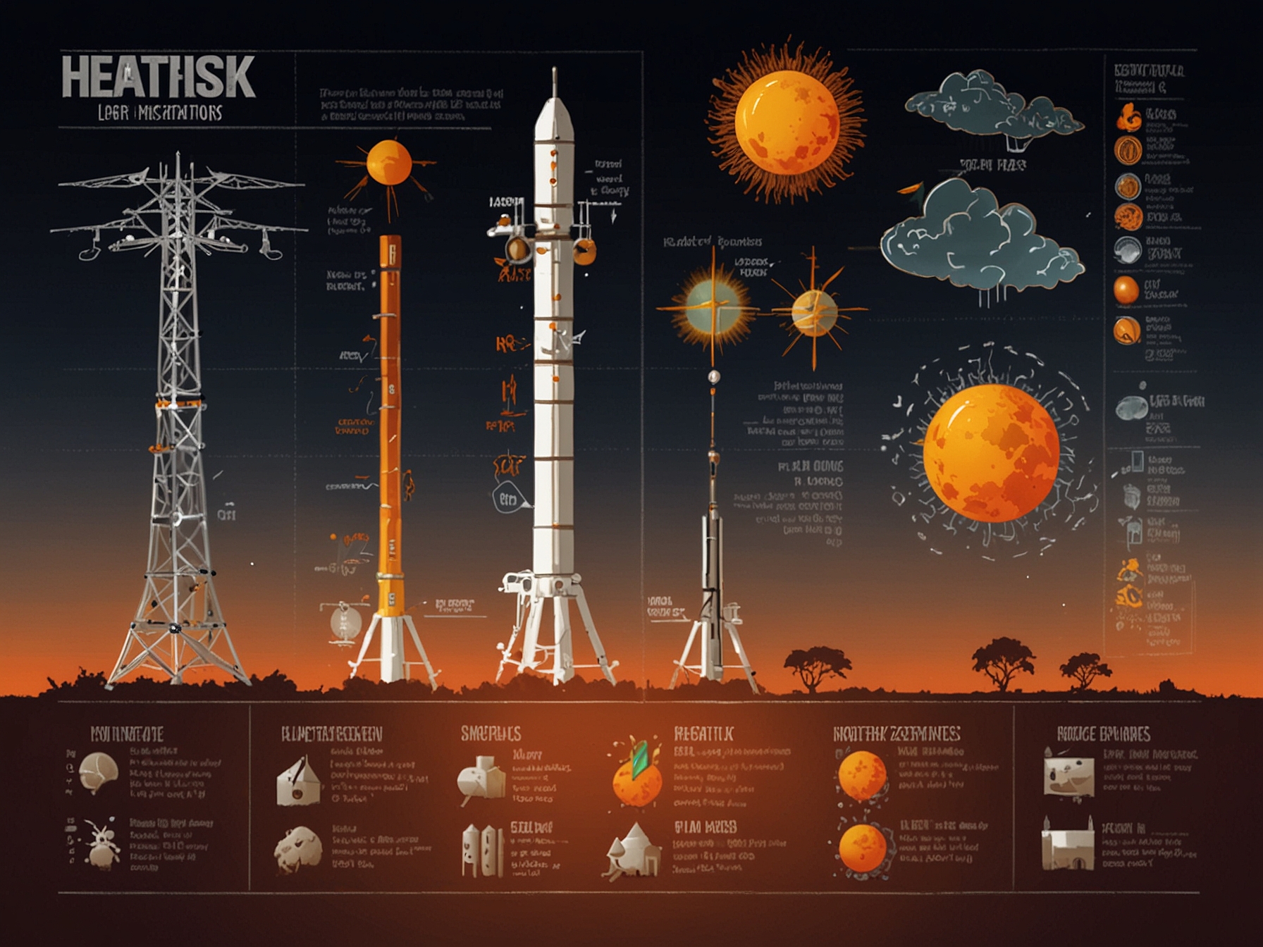 An infographic illustrating how the HeatRisk tools integrate data from satellites and weather stations to provide accurate, localized heatwave predictions and safety information.