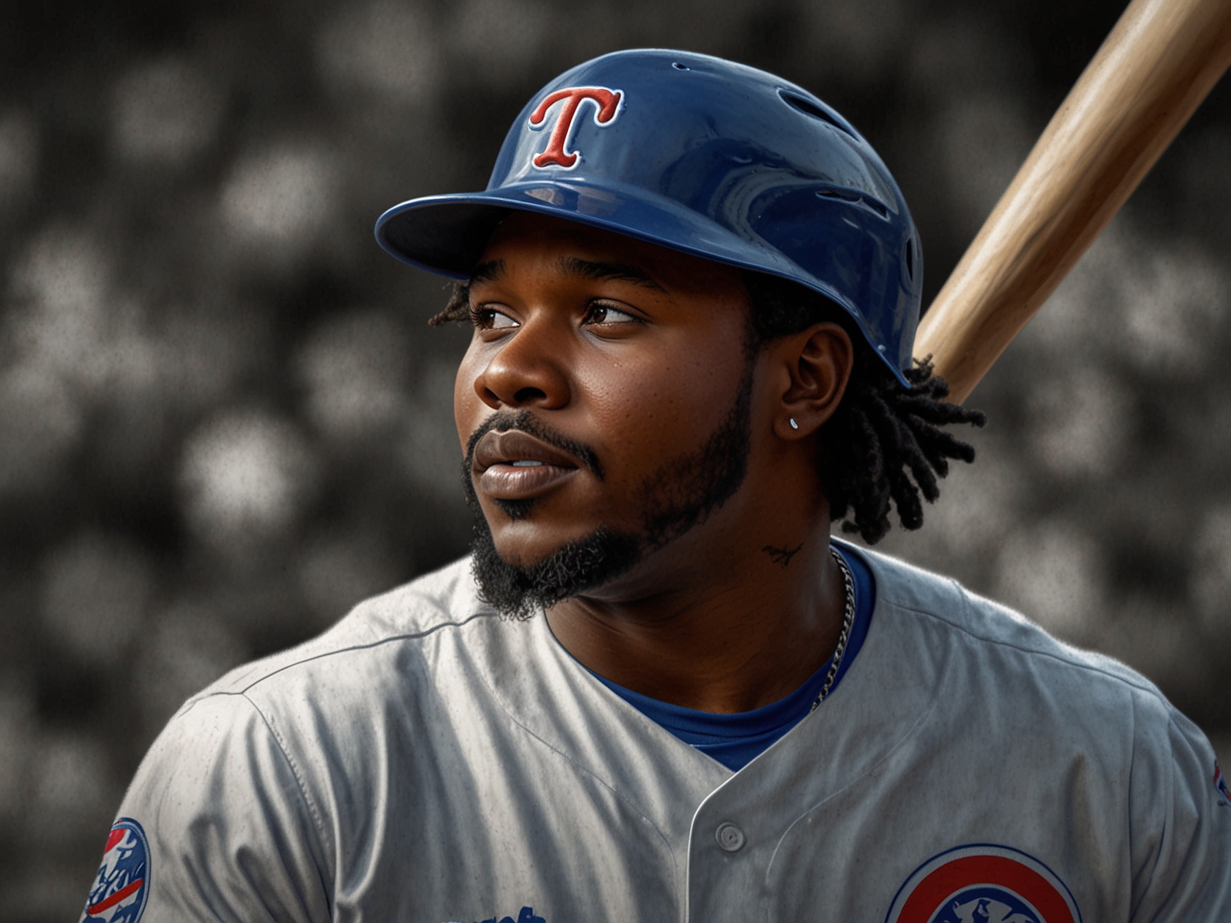 Image of Vladimir Guerrero Jr. at bat during the game, representing the high expectations on Toronto's offense amid their inconsistent season performance.