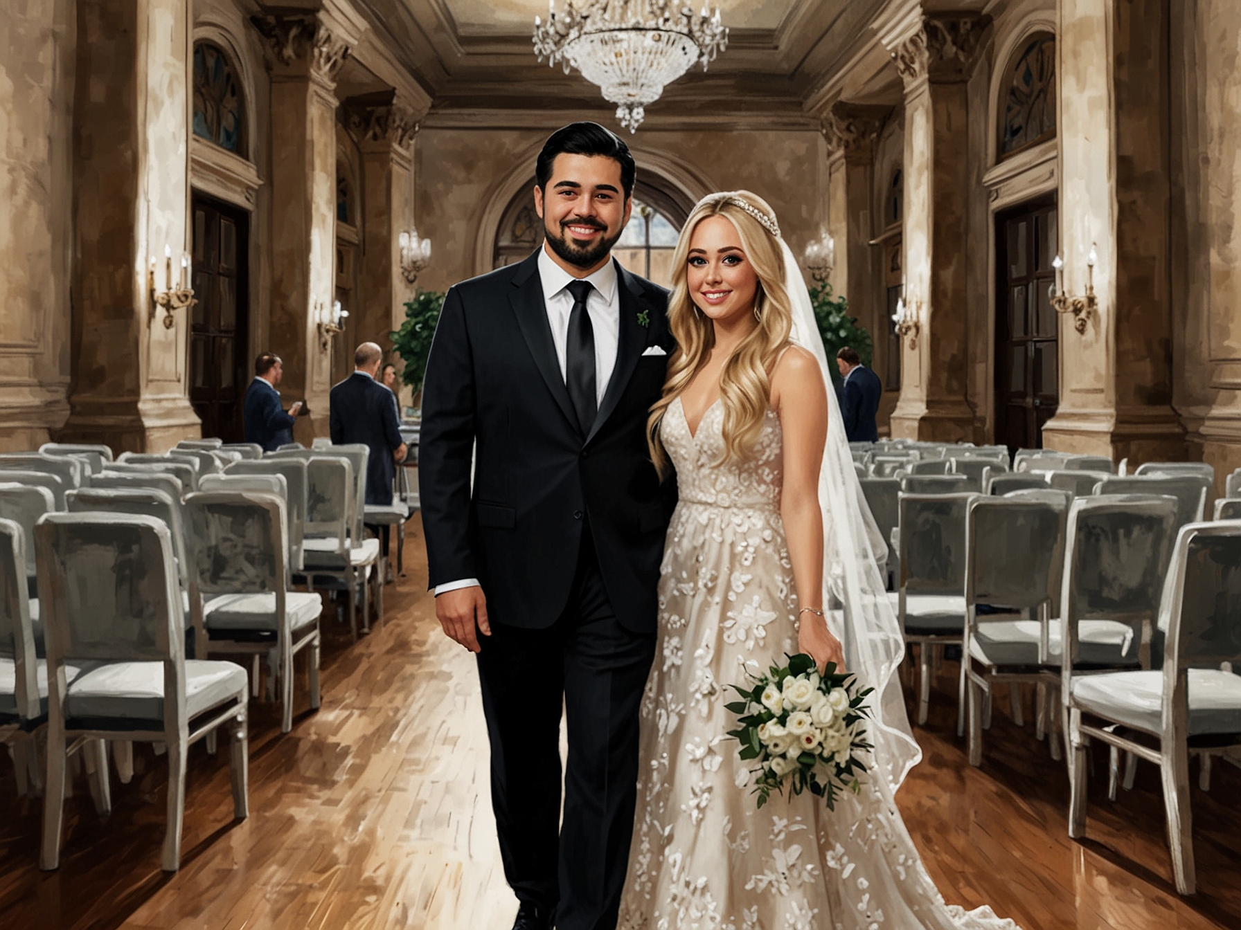 Tiffany Trump and Michael Boulos at their wedding, symbolizing the cultural bridge between the Trump family and the Arab American community, now leveraged for political outreach.