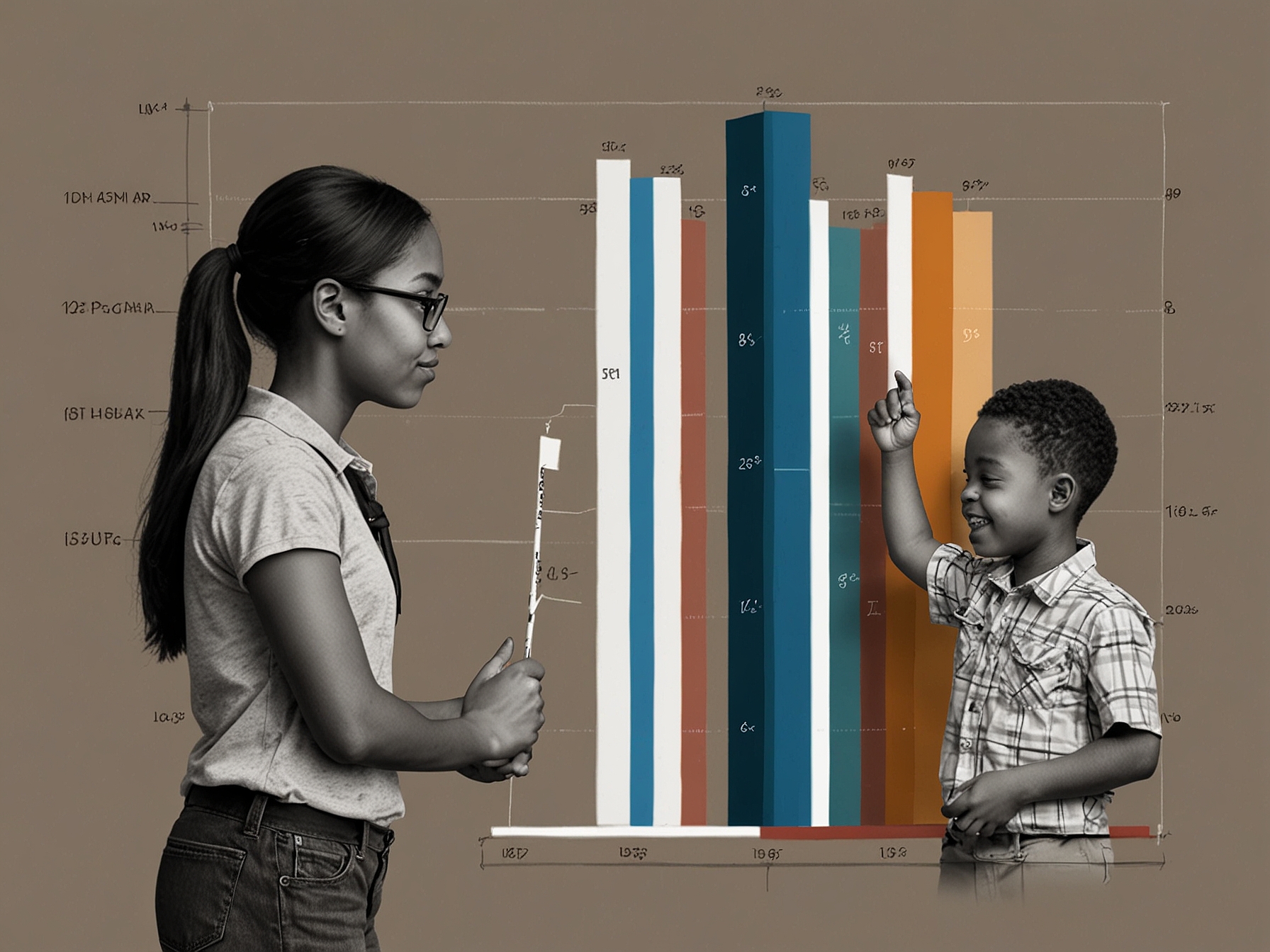 A comparative bar graph illustrating the performance gap in reading and math proficiency between white students and students of color in Minnesota.