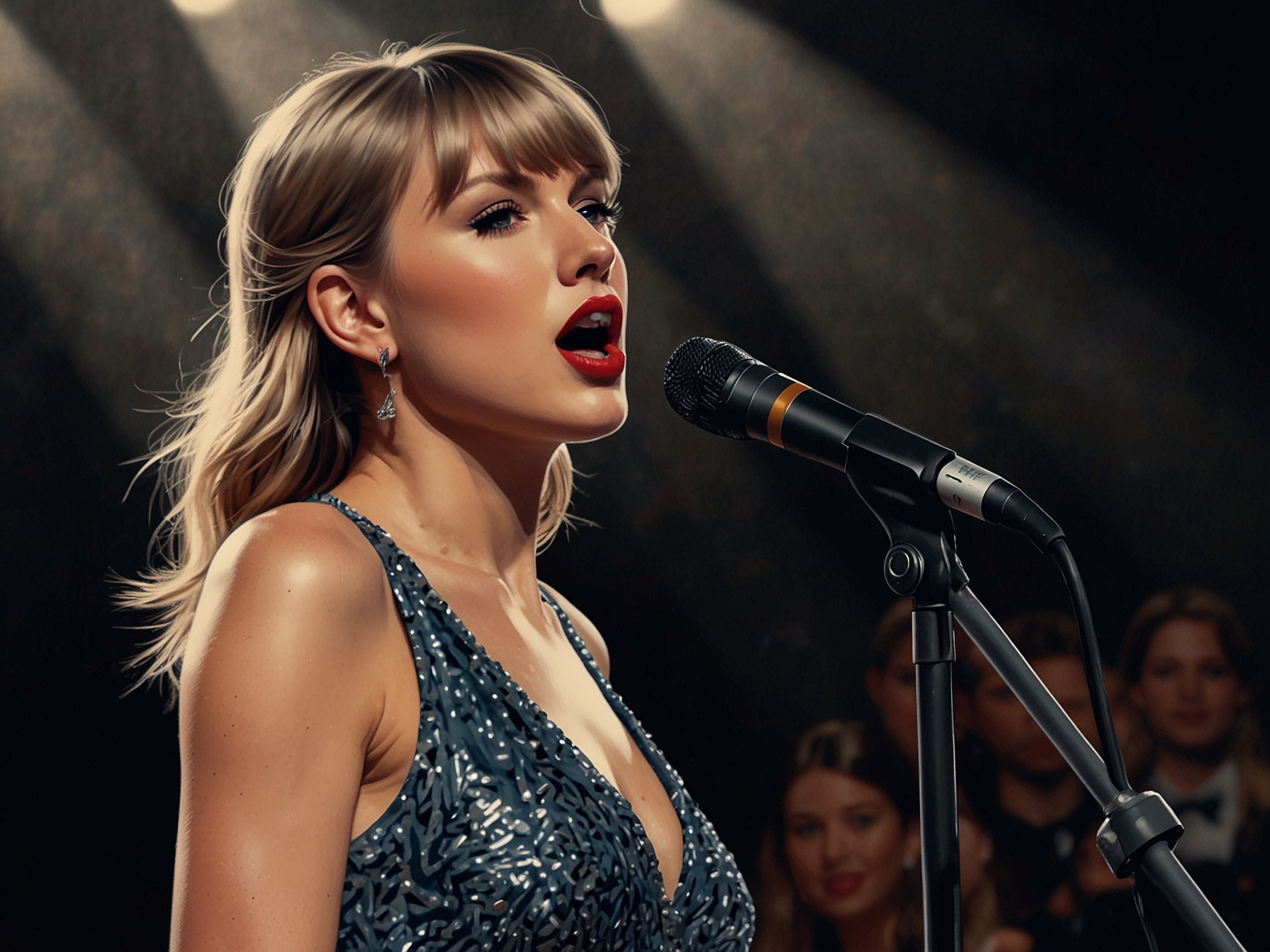 Taylor Swift performing on stage, hinting at her focus on her music career. Her song lyrics often provided clues about her relationship with Joe Alwyn, capturing various phases of their romance.