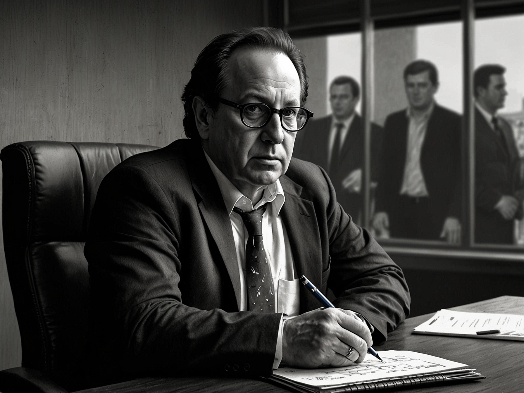 Dan Friedkin during a meeting, symbolizing his behind-the-scenes operational style, which he might bring to Everton. His 'seen not heard' approach could redefine how the club is managed.
