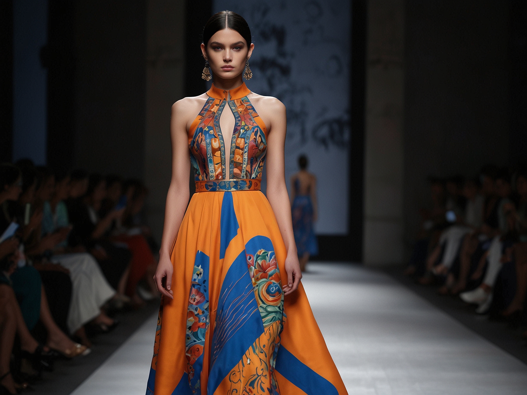 Dhruv Kapoor presents his latest collection at Milan Fashion Week, featuring avant-garde silhouettes and bold colors. The models showcase garments that blend traditional Indian craftsmanship with modern design.