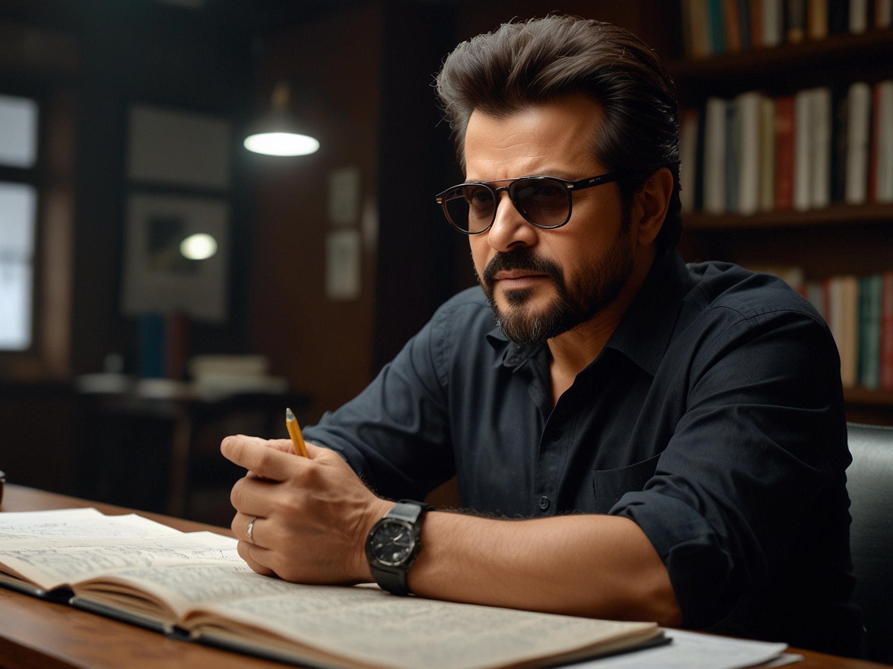 Behind-the-scenes of Subedaar: Anil Kapoor, known for his versatility and detail-oriented approach, can be seen engaging in a script read-through, emphasizing his commitment to a flawless performance.