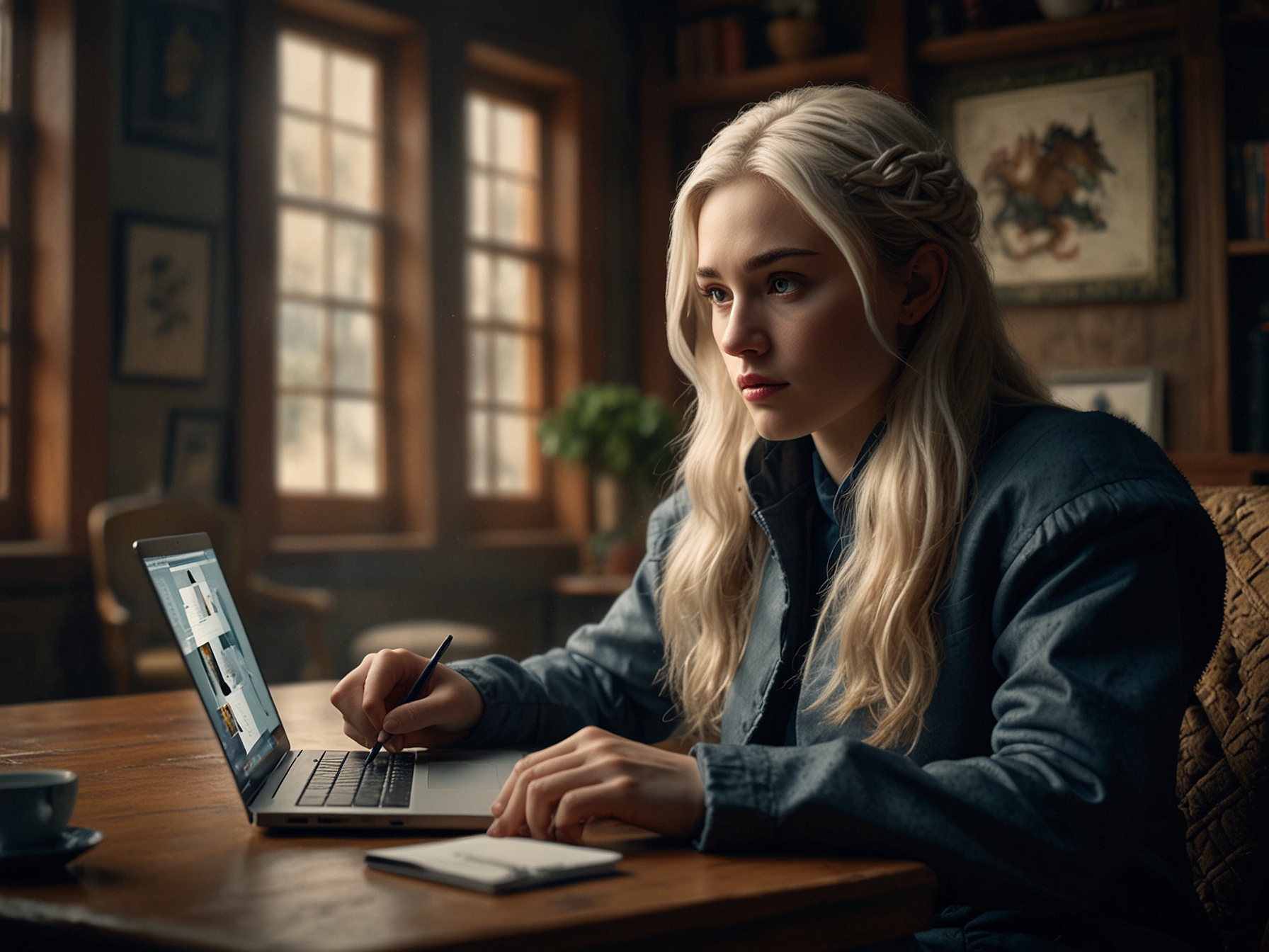 A person using a laptop with a VPN service to stream 'House of the Dragon' season 2 from abroad, showcasing the method to bypass geographical restrictions.