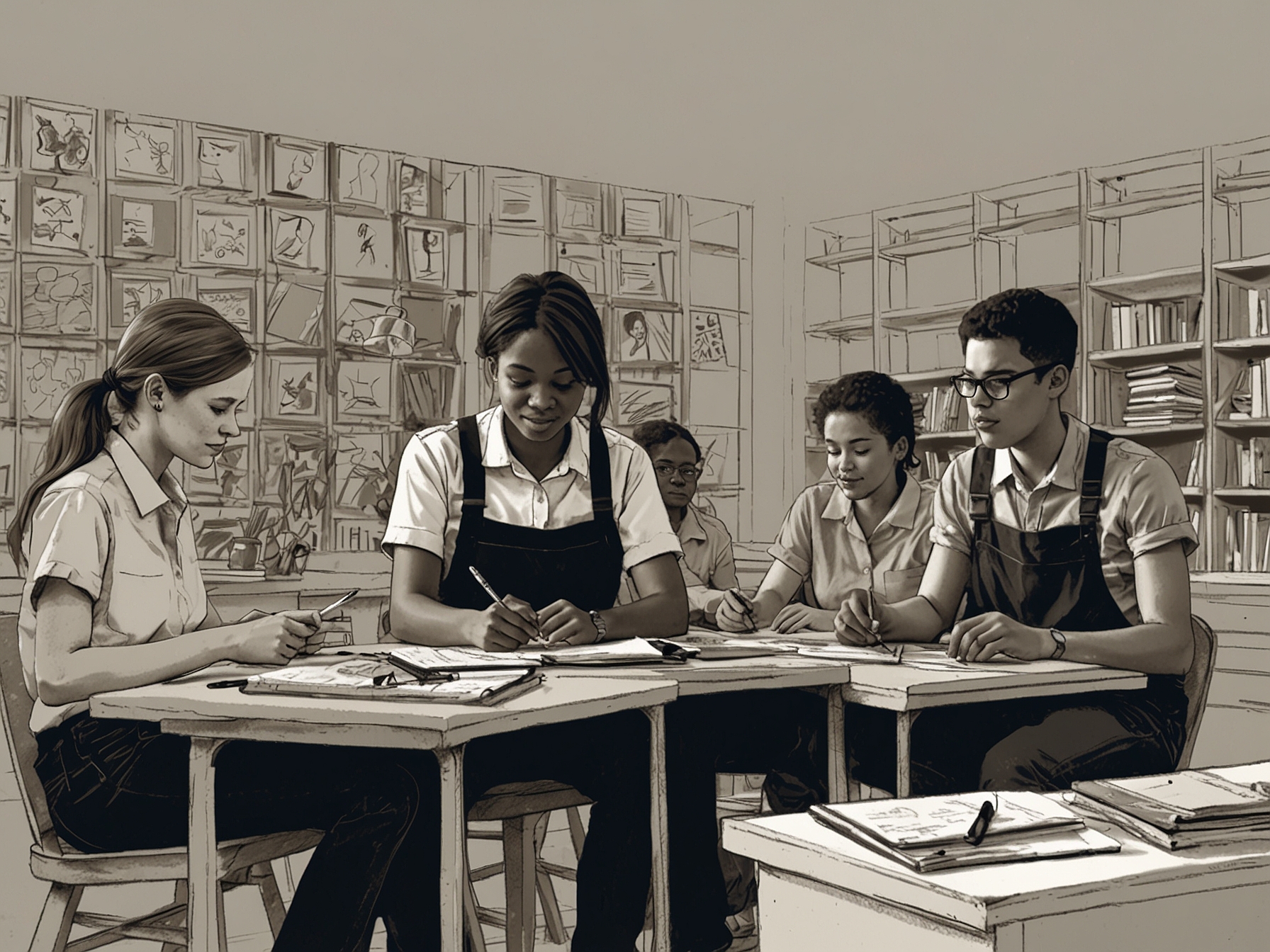 Illustration depicting young people engaged in diverse activities such as education, apprenticeships, and entrepreneurship, highlighting the comprehensive support from Labour's plan.