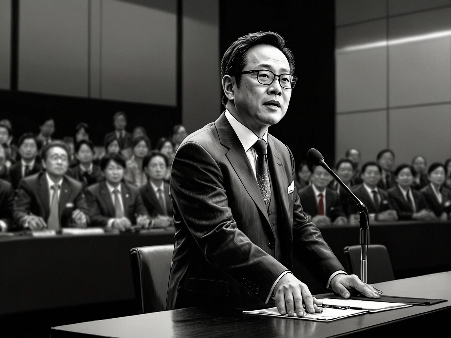 Akio Toyoda addressing shareholders at the general meeting in Tokyo, highlighting his strategic vision and commitment to leading Toyota through the evolving automotive industry.