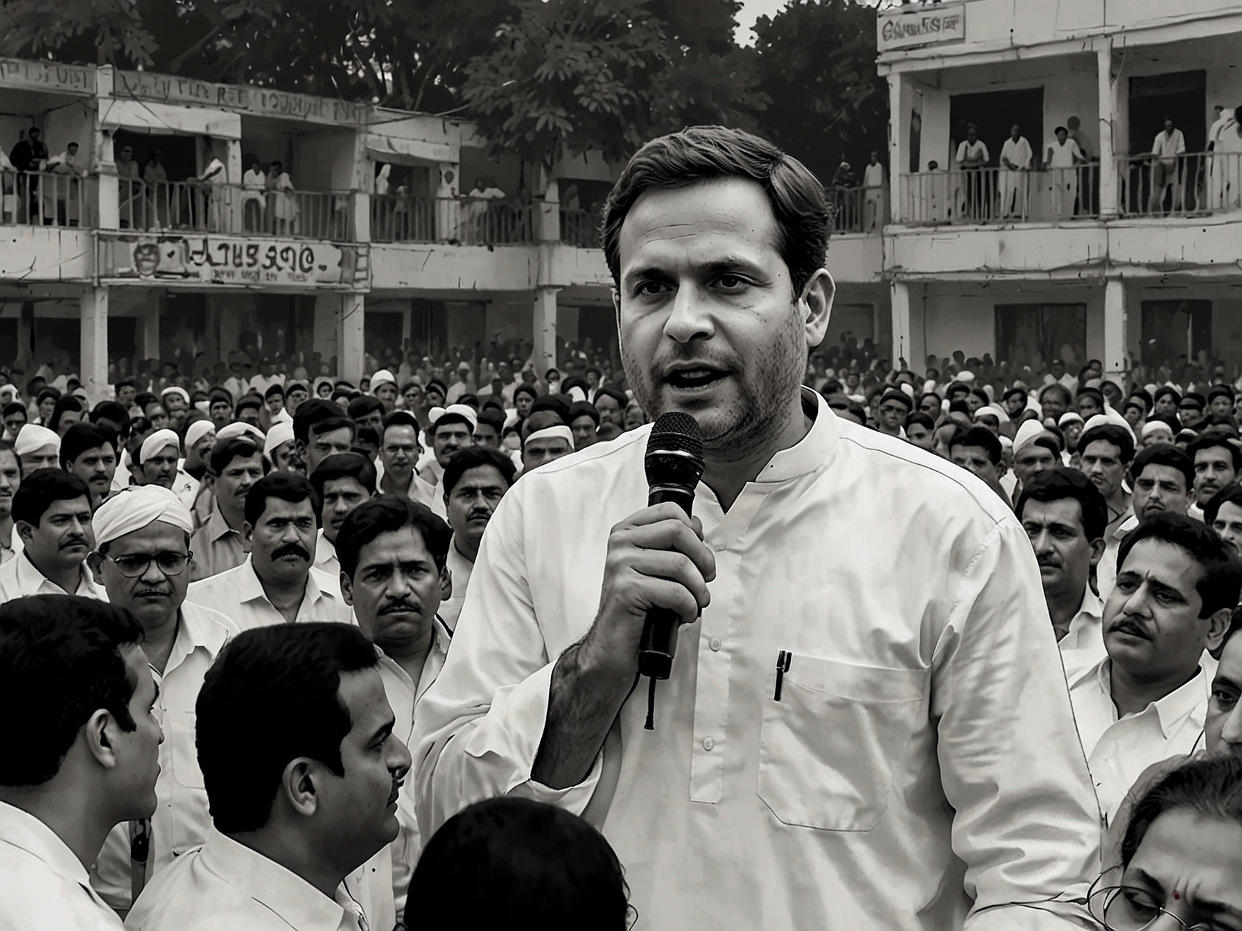 Rahul Gandhi addressing supporters in Raebareli, emphasizing the constituency's historical loyalty to the Gandhi family and underlining its strategic significance for the Congress Party.
