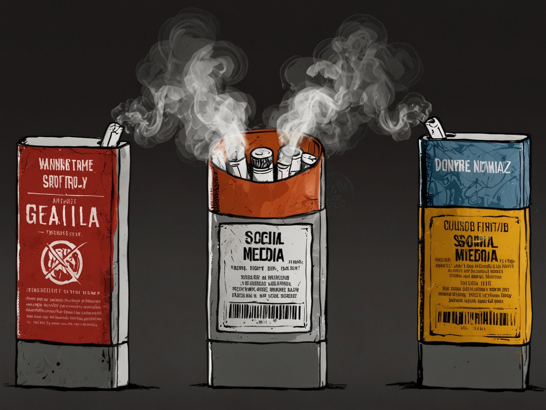 Graphic comparing cigarette warning labels to proposed social media warnings, emphasizing the similarities in addressing public health concerns and fostering awareness.