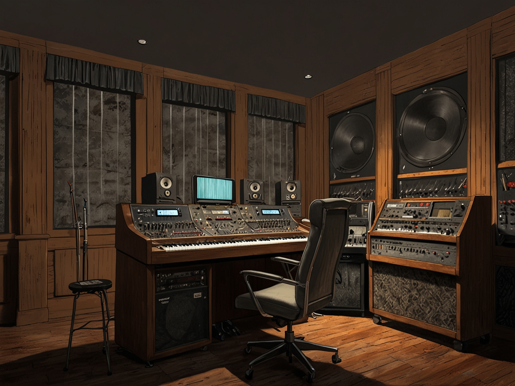 An image of Muscle Shoals' FAME Studios, capturing the historic recording equipment and memorabilia from legendary sessions that shaped the global music industry.