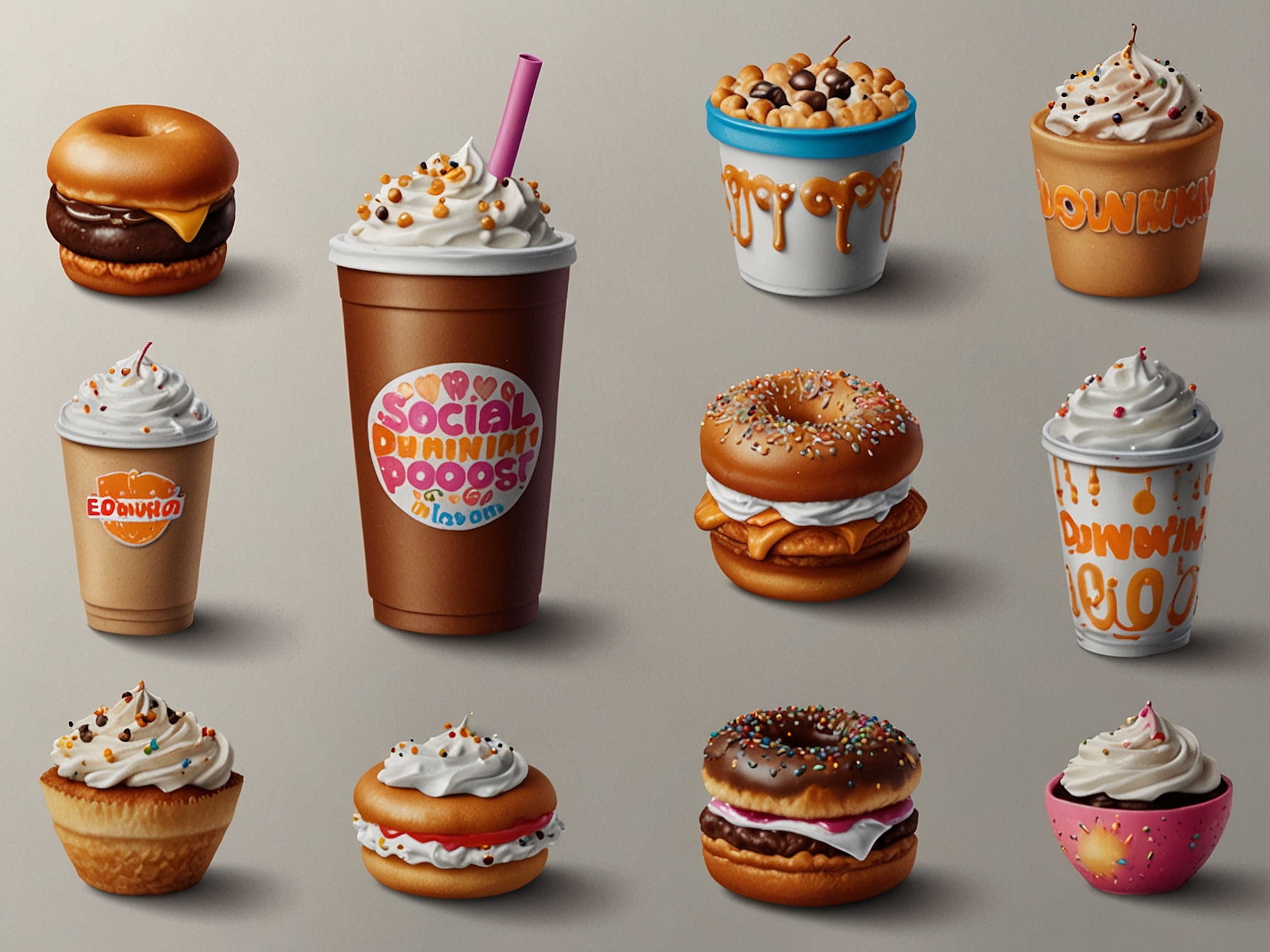 Screenshots of social media posts where Dunkin' enthusiasts compare and analyze different logo designs, speculating about hidden messages or strategies behind these variations.
