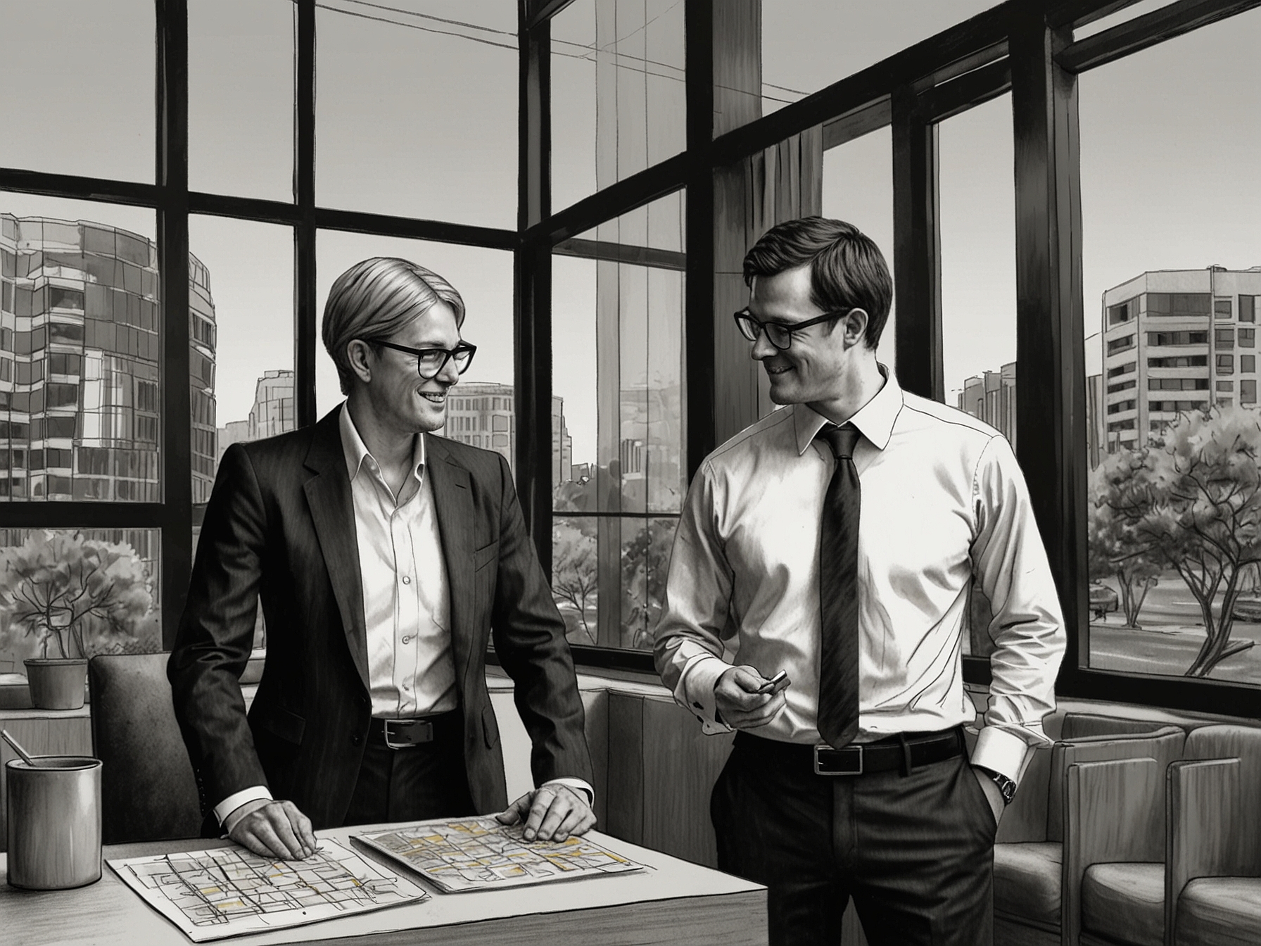 A Commonwealth Bank of Australia representative discussing customized financial solutions with a real estate developer, highlighting the bank’s tailored approach and commitment to client needs.
