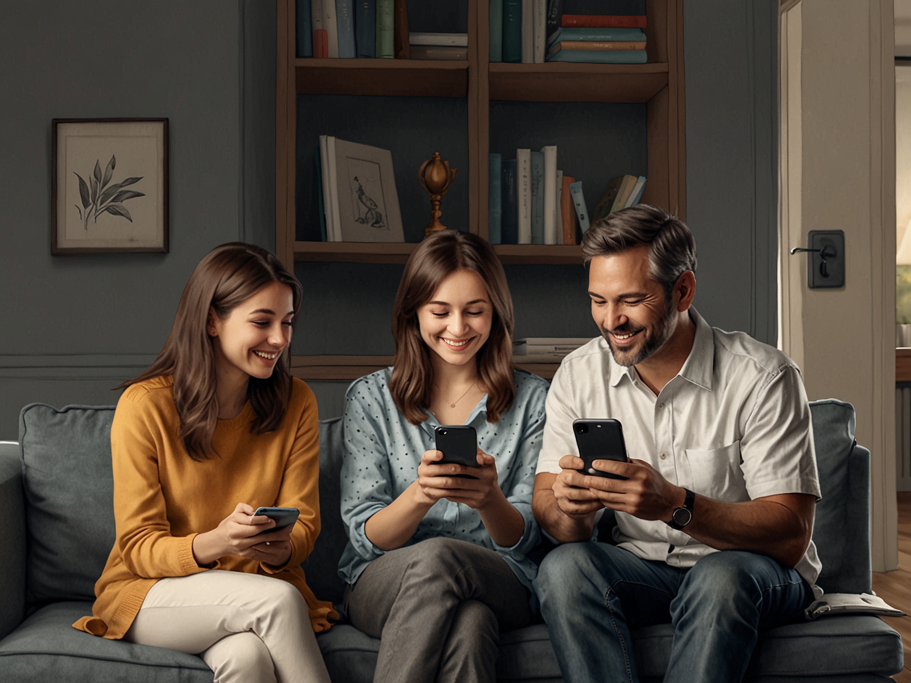 A family enjoying quality time together without the interference of smartphones, highlighting the improved real-world interactions and relationships when using a dumbphone.