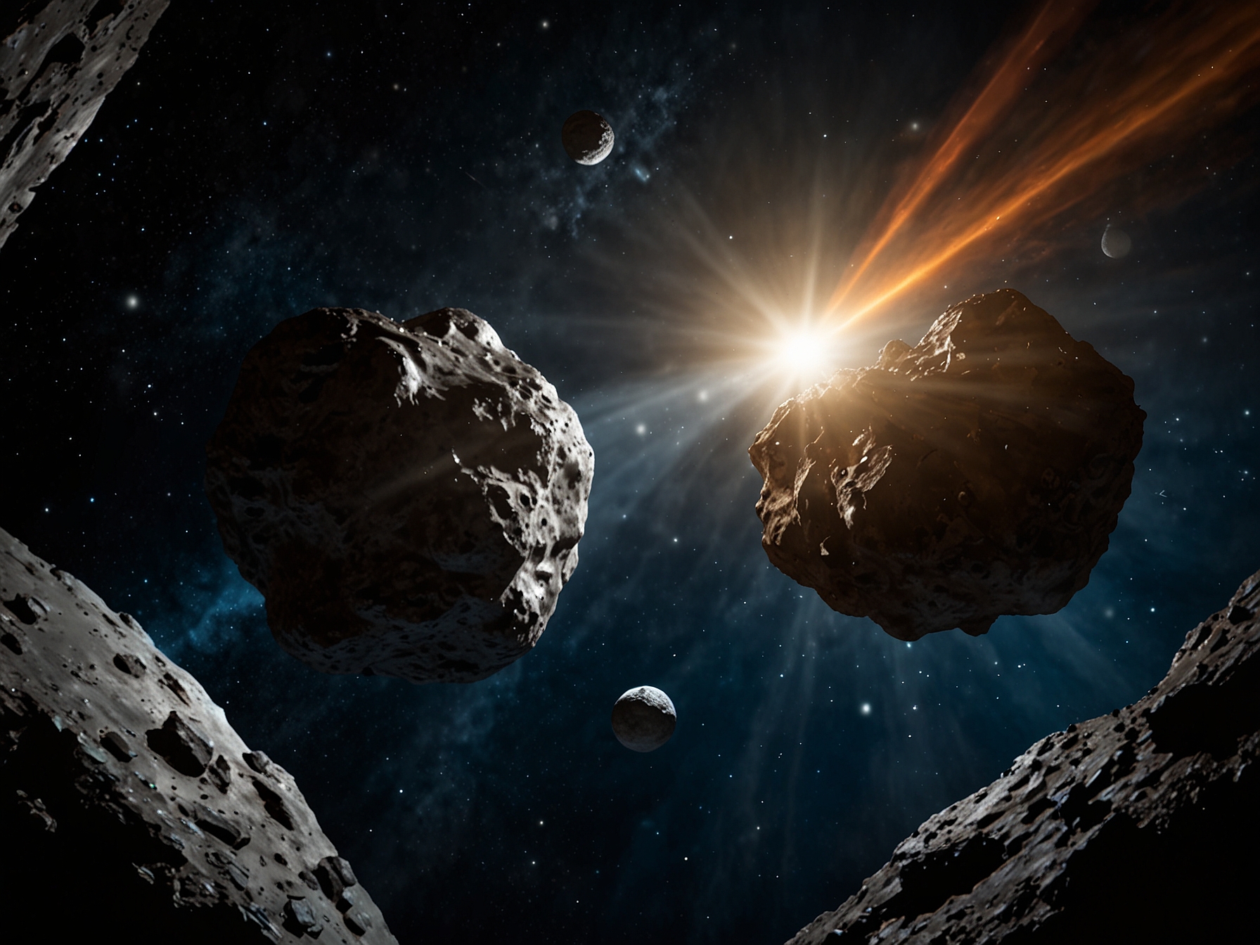 NASA scientists and emergency responders analyze data on potentially hazardous asteroids using advanced detection systems and computational models to improve impact prediction accuracy.