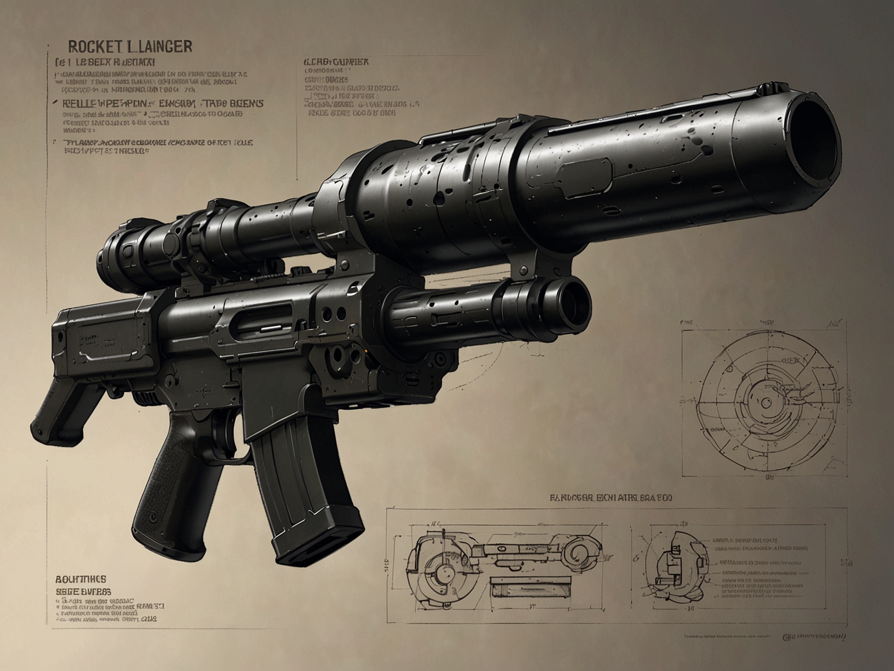 Concept art of the advanced rocket launcher mistakenly revealed by Sony, illustrating its sleek design and potential for precise, powerful tactical strikes in Helldivers 2.