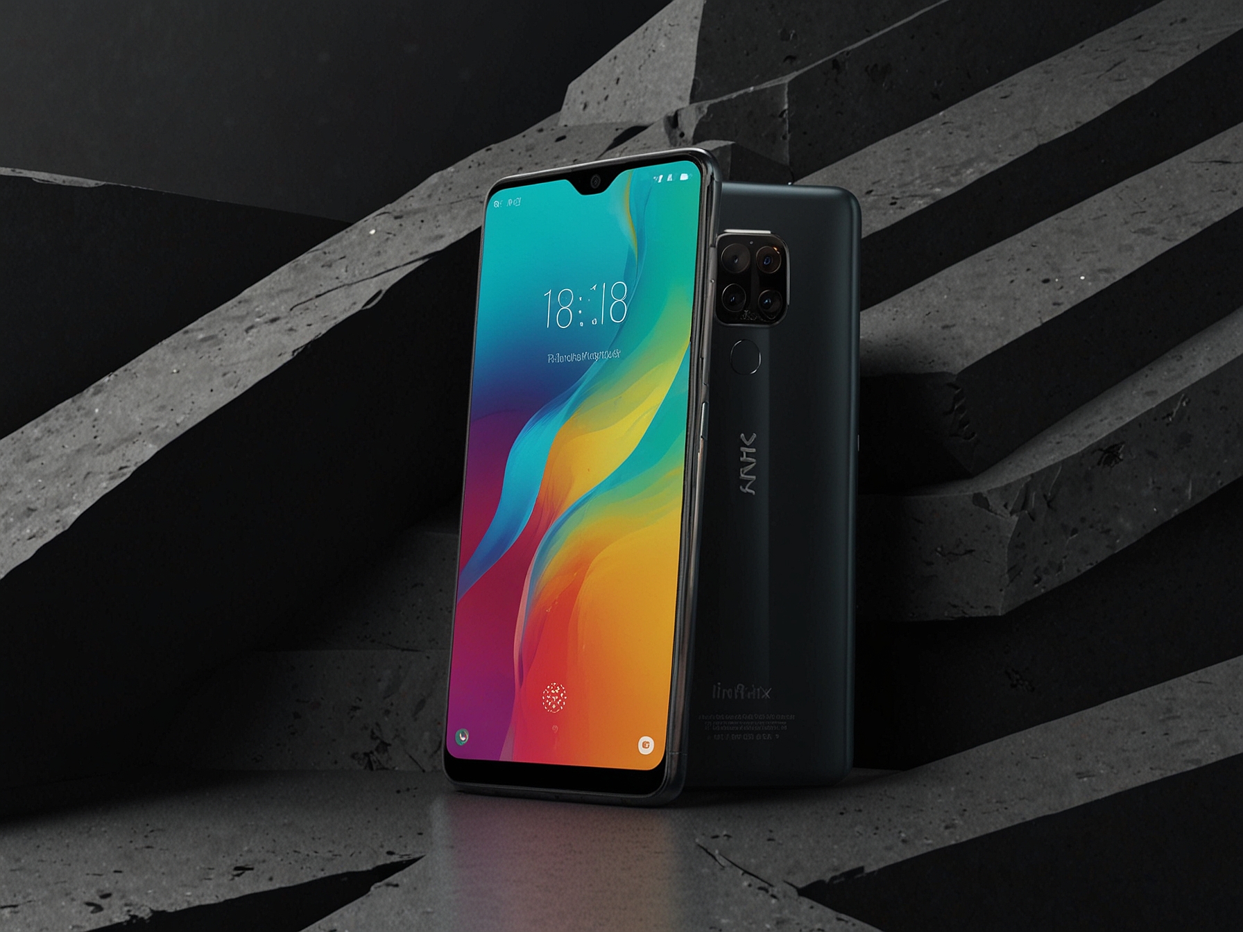 An illustration of the Infinix GT 20 Pro, showcasing its sleek design with a large, high refresh rate display and slim bezels, emphasizing the immersive visual experience for gaming and multimedia.