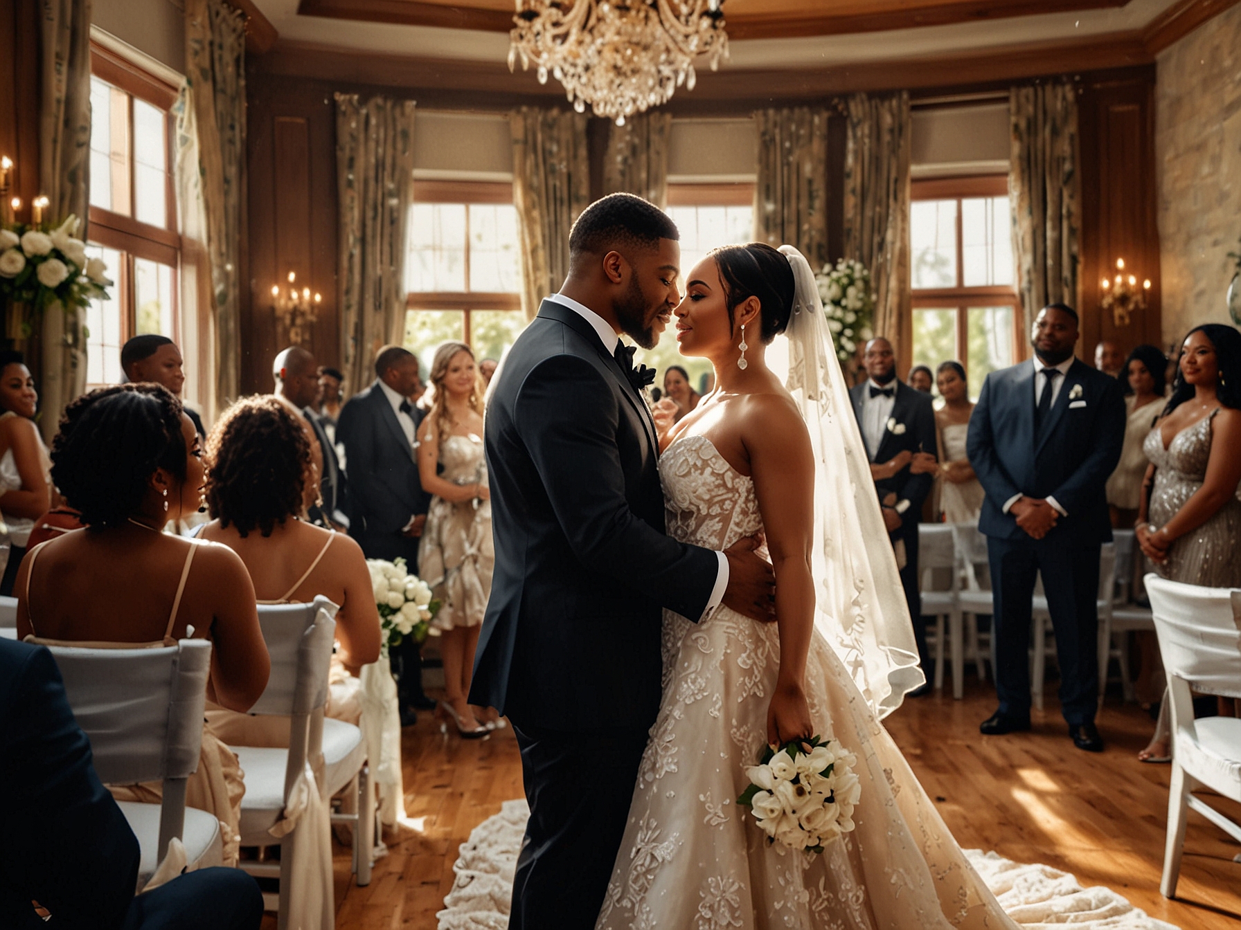 Nelly and Ashanti, elegantly dressed, exchange vows in an intimate ceremony surrounded by close friends and family. The private event took place in a sentimental location in St. Louis County.