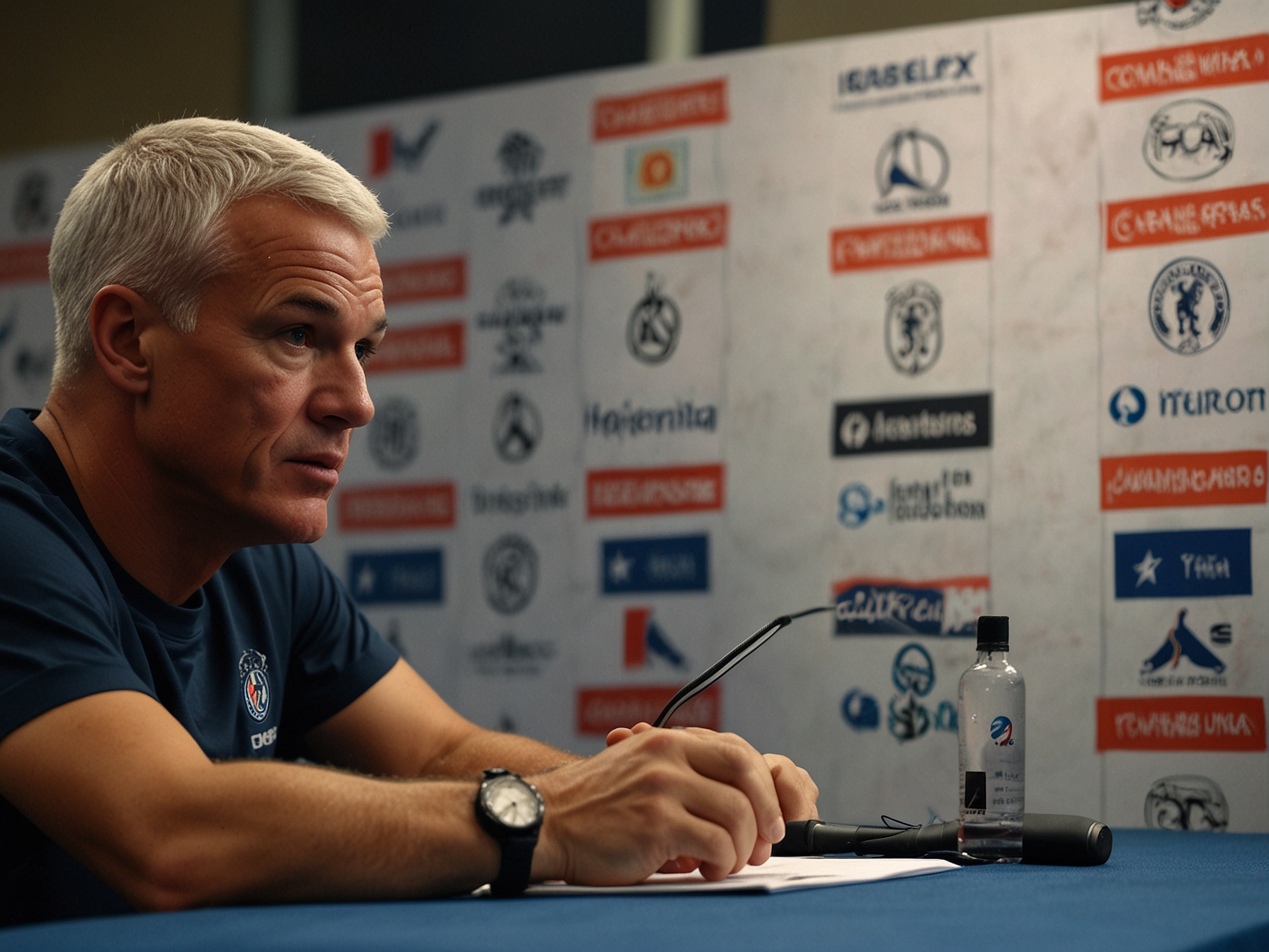 Didier Deschamps speaks at a press conference, addressing concerns about Kylian Mbappe's injury and his potential participation in the upcoming match against the Netherlands.