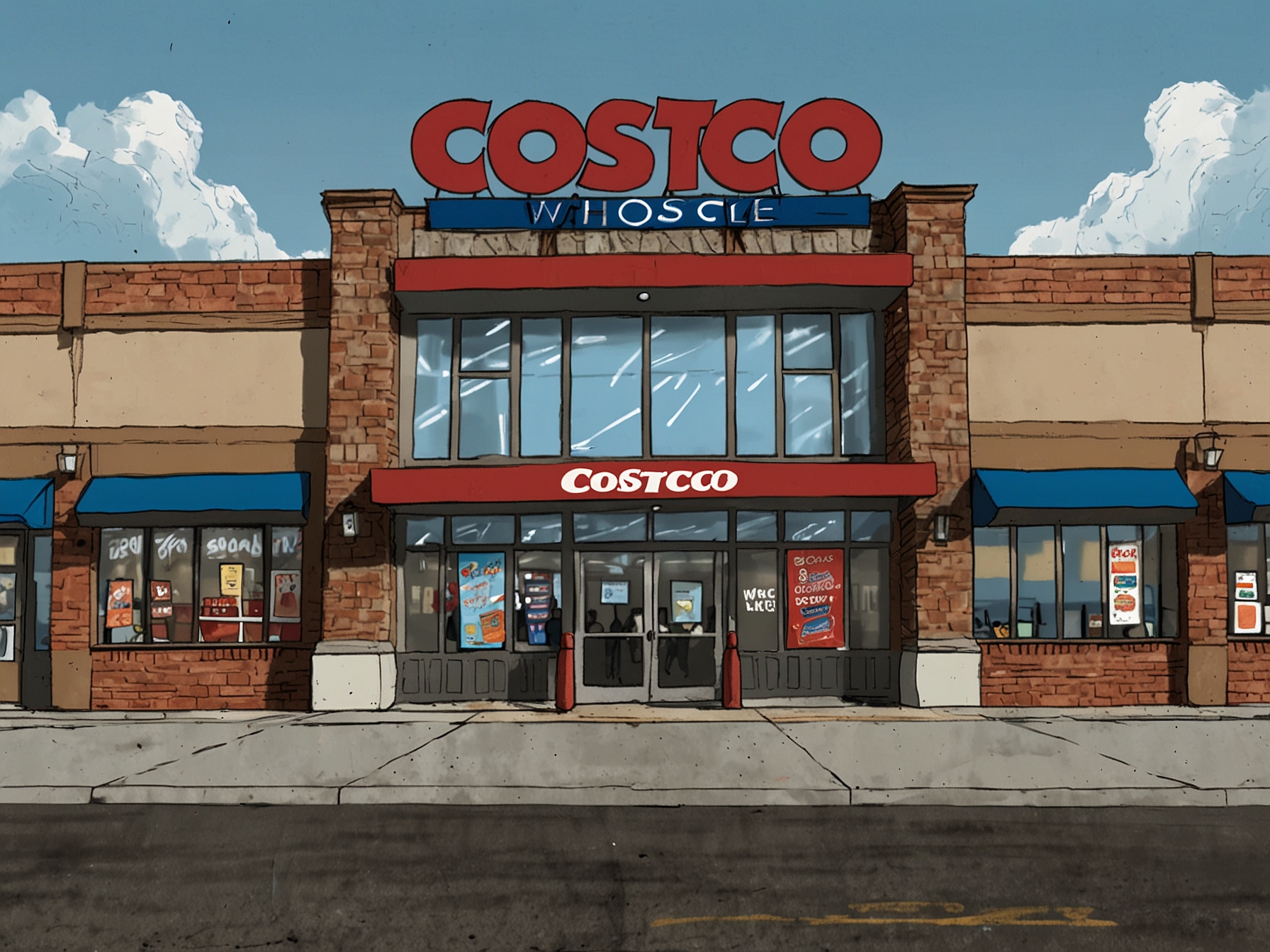 A vibrant retail store exterior marked with a Costco Wholesale sign, illustrating the company's strong market presence and successful adaptation to evolving consumer behaviors and the e-commerce landscape.
