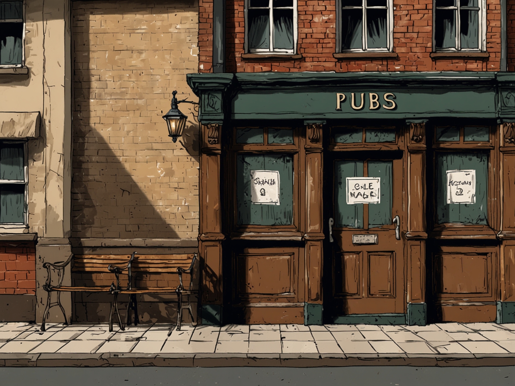 An empty, closed pub with a 'For Sale' sign, representing the increasing number of pubs shutting down every month due to various economic and social pressures.