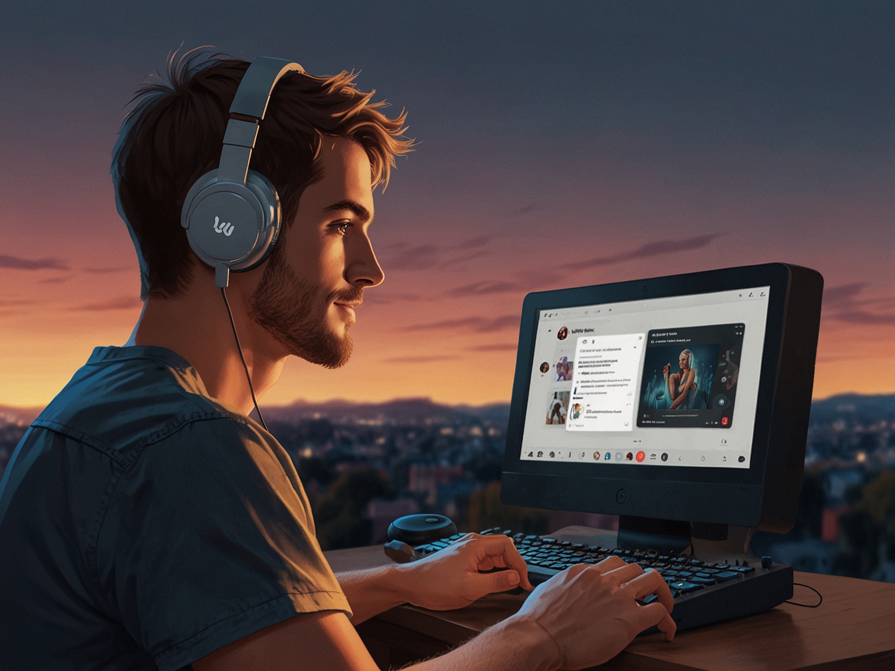 An illustration of a user chatting with the AI chatbot 'Ask for Music' on YouTube Music, showcasing natural conversation and music recommendations on the screen.