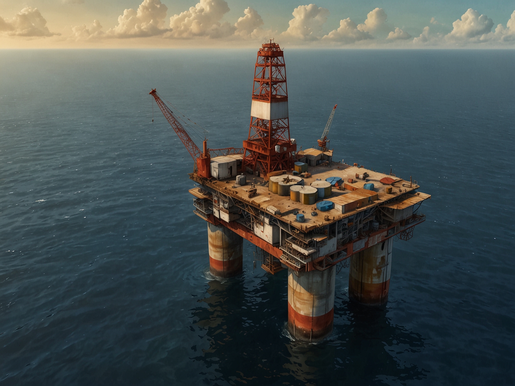 An aerial view of an oil rig off the coast of Cote d'Ivoire, symbolizing the nation's anticipated oil production boom and the strategic importance of its new discoveries.