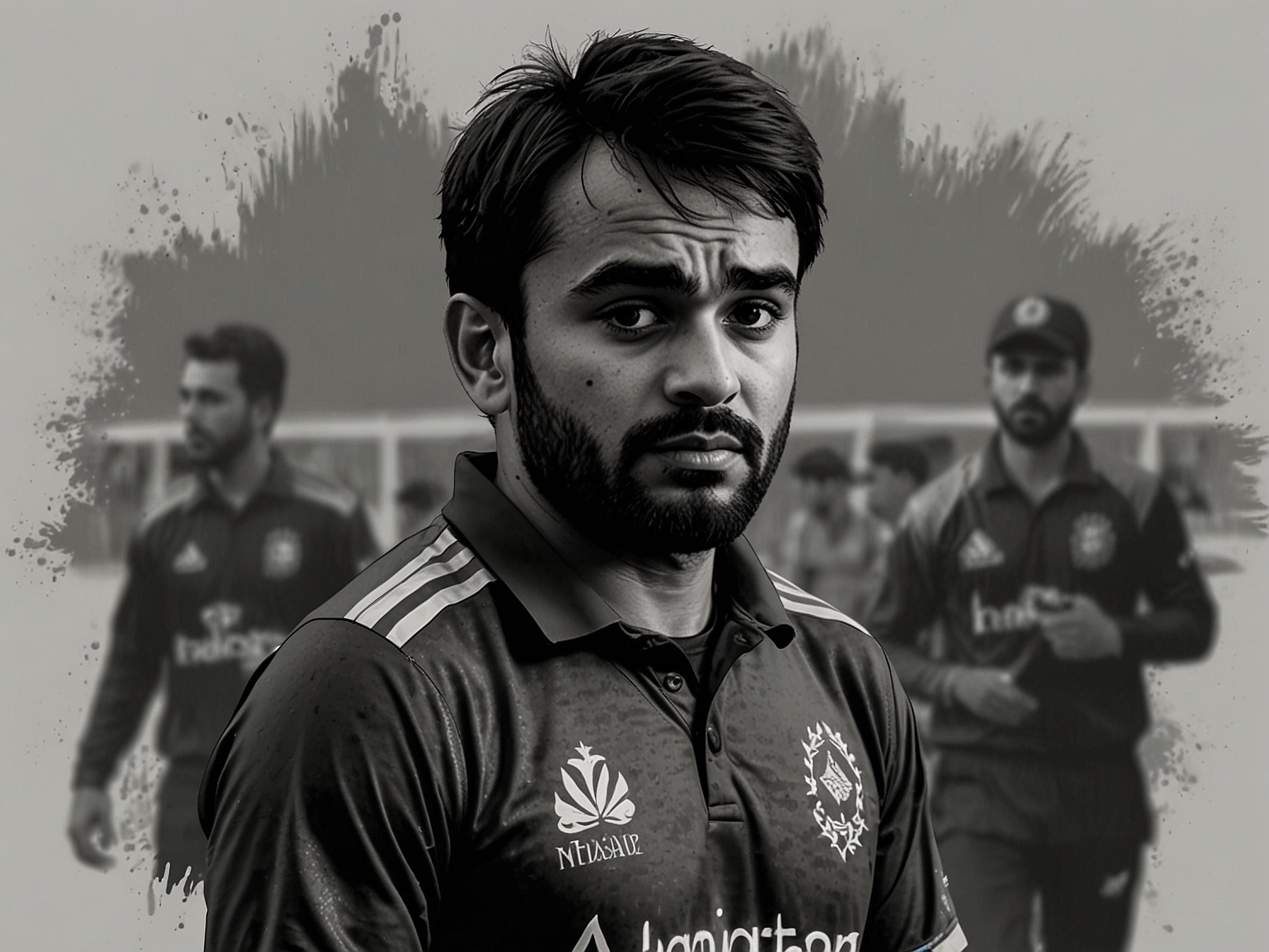 Rashid Khan speaks at the post-match presentation, reflecting solemnly on Afghanistan's performance. His expressions capture the disappointment over their batting execution.