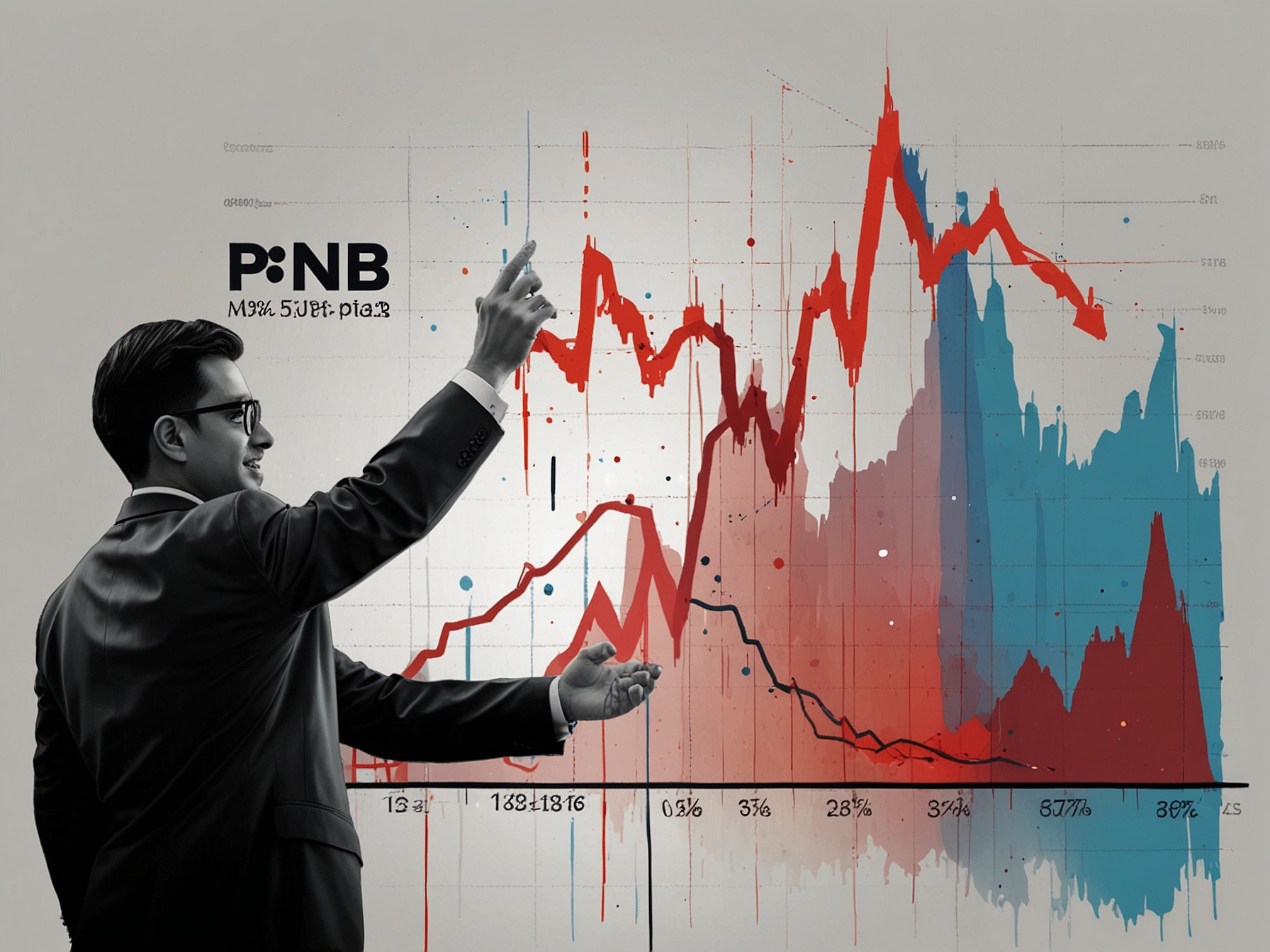 A graph illustrating PNB's share price surge with key data points such as the 1.86% increase, closing price of ₹126.55, and later trading price of ₹128.9.