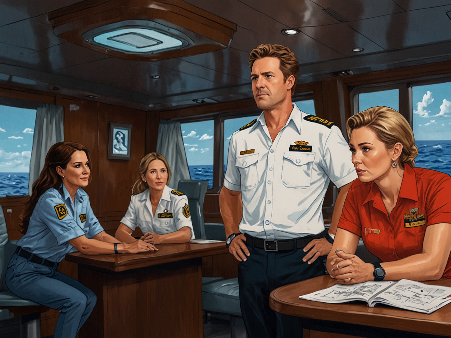 A tense moment on Below Deck Mediterranean where the crew frantically coordinates efforts to retrieve a drifting guest, showcasing the high-stakes drama and challenges of maritime operations.