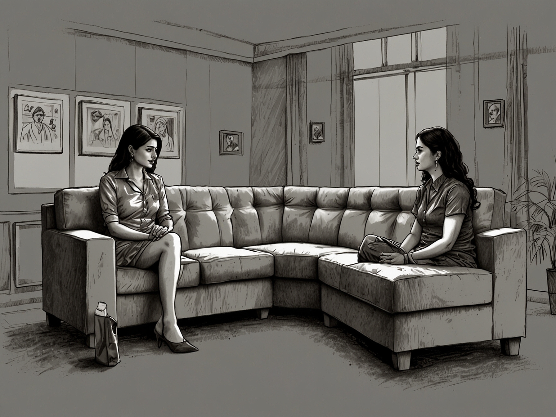 A symbolic depiction of the casting couch issue in Bollywood, illustrating the power dynamics and exploitation faced by aspiring actresses in the film industry.