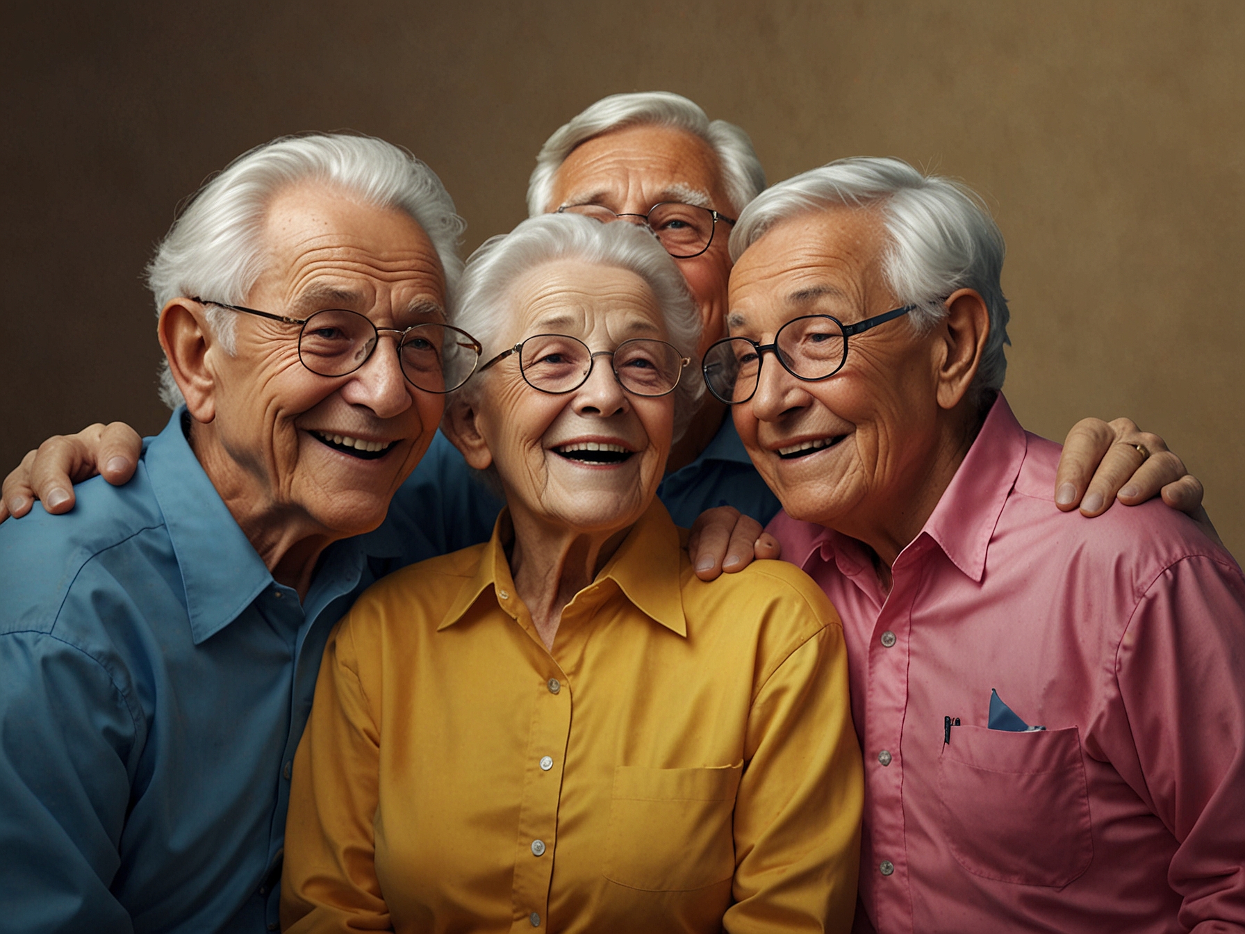 Elderly members of the 'Golden Gays' huddle together, symbolizing their strong camaraderie and unity as they dream of securing a permanent home and fostering acceptance in society.