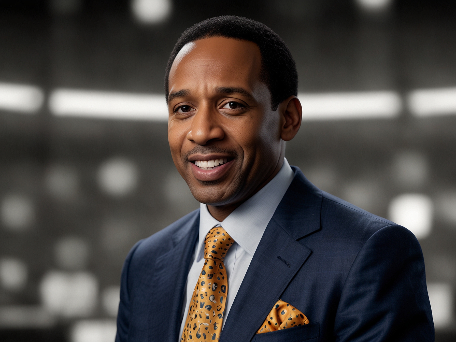 Stephen A. Smith passionately discussing sports on ESPN's 'First Take', highlighting his energetic style and bold opinions, which have both captivated and divided fans.