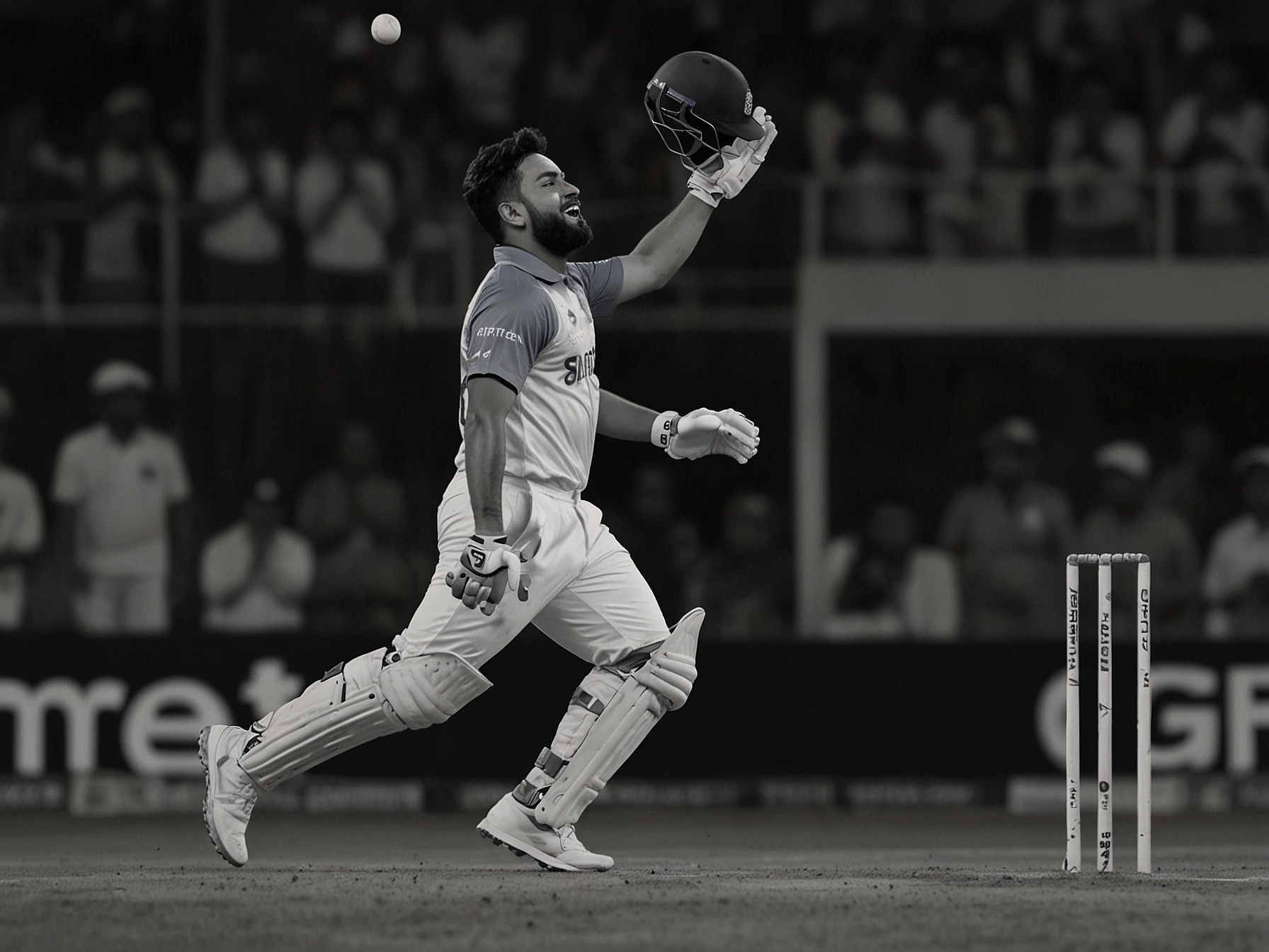 A relieved Rishabh Pant holds the ball after completing the catch with Rohit Sharma standing nearby, highlighting their quick reflexes and coordination during the near-miss incident.