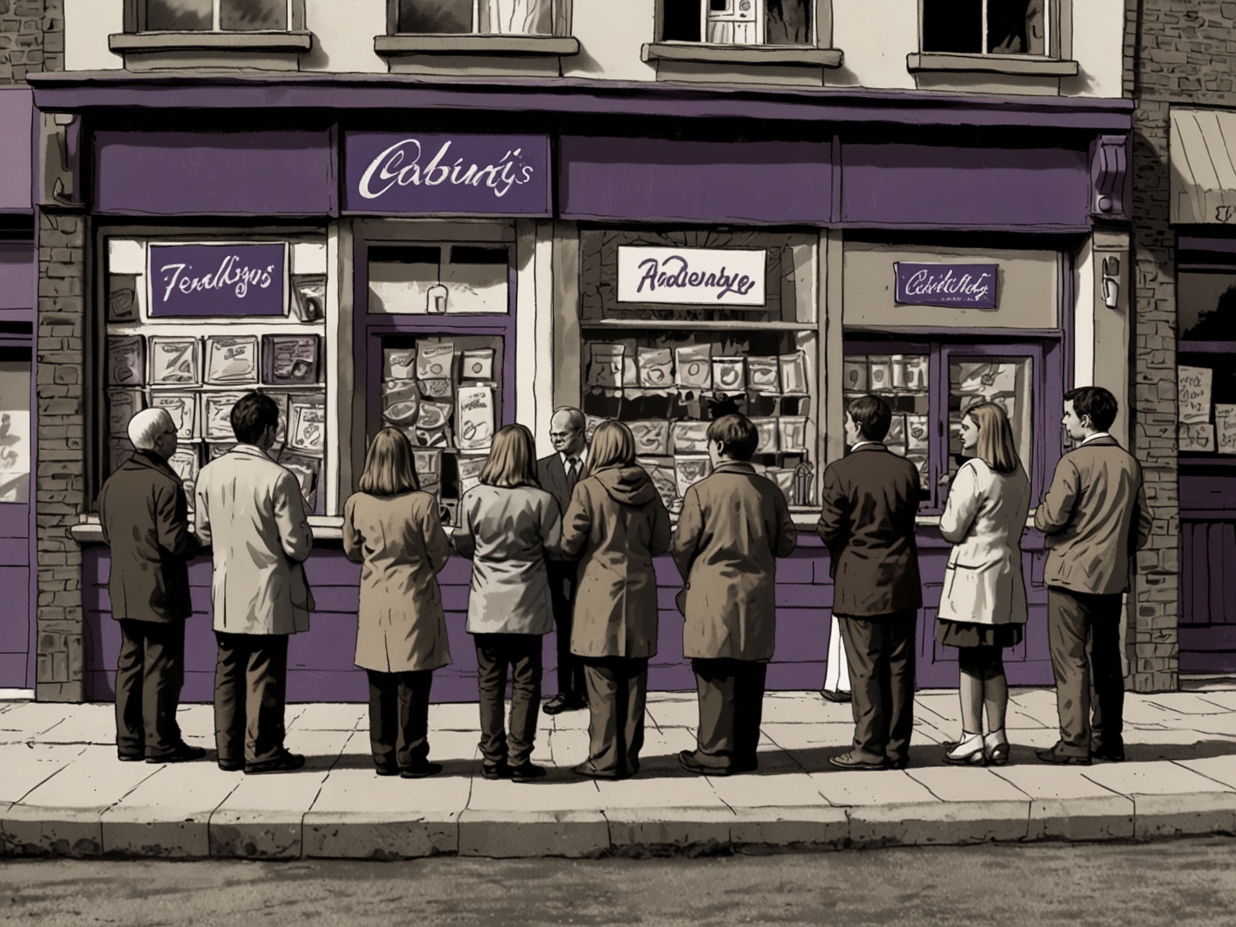 Adults and children excitedly line up to purchase Cadbury Freddos at a supermarket, eager to enjoy the chocolate treat at its nostalgic price of 10p.