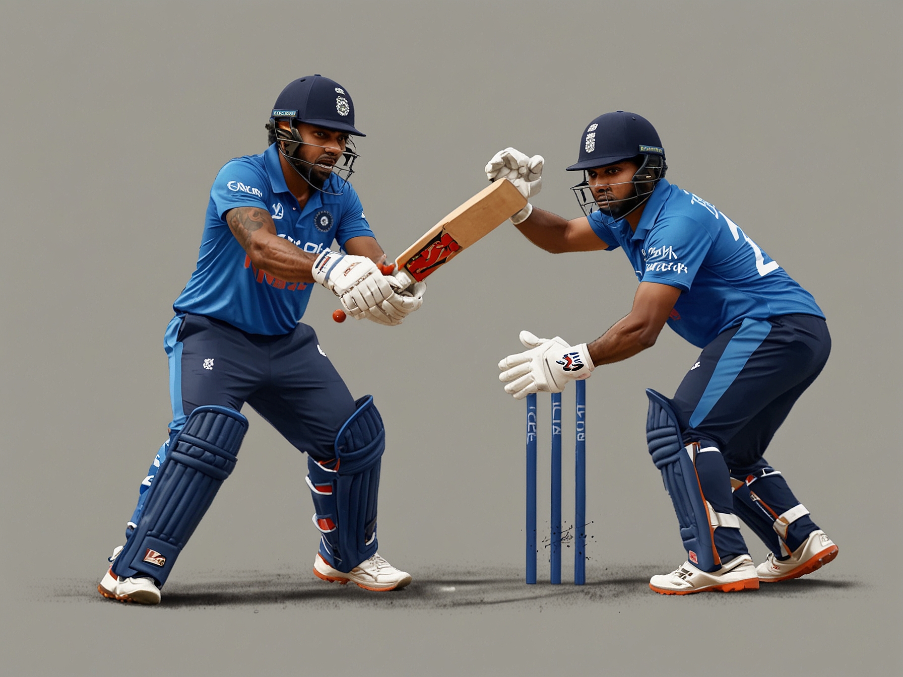 Suryakumar Yadav unleashing his signature sweep shot against Rashid Khan, encapsulating the playful banter between the two cricket stars during the intense T20 World Cup match.