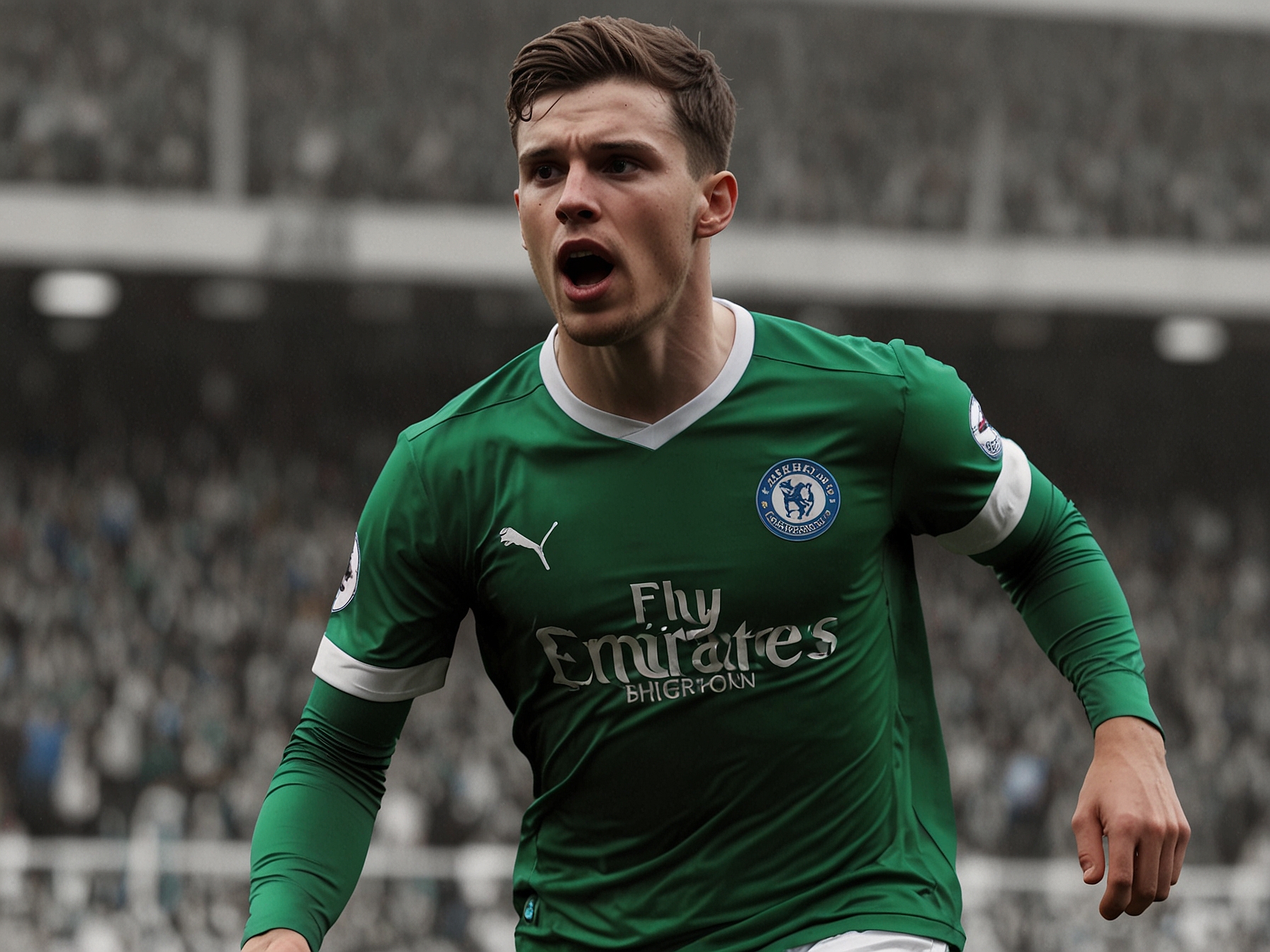 Evan Ferguson, the young Irish forward from Brighton & Hove Albion, showcasing his goal-scoring prowess in a Premier League match. Arsenal is now eyeing him as a potential signing.
