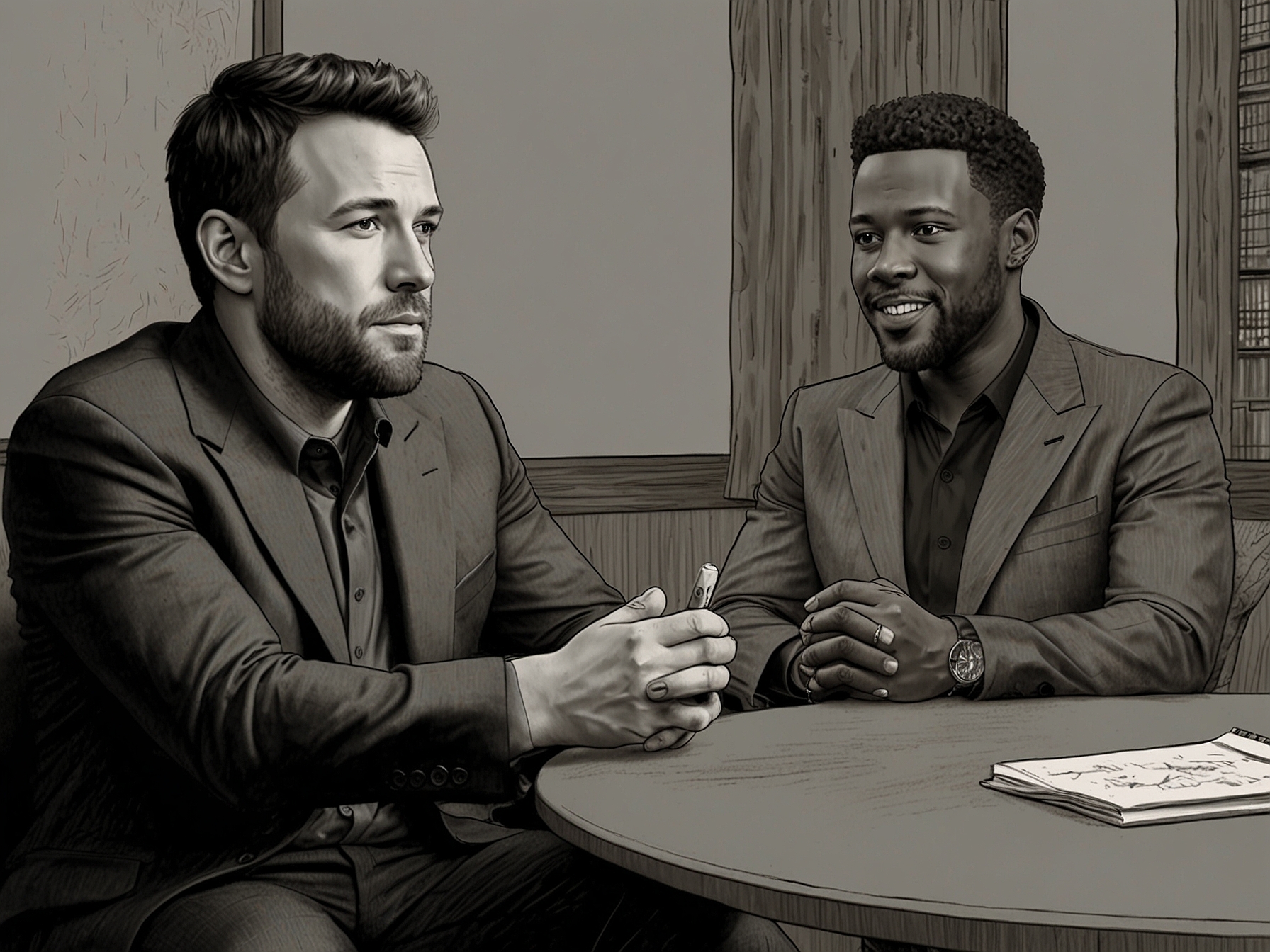 Ben Affleck during an interview with Kevin Hart, opening up about the challenges of his marriage to Jennifer Lawrence while addressing persistent divorce rumors.